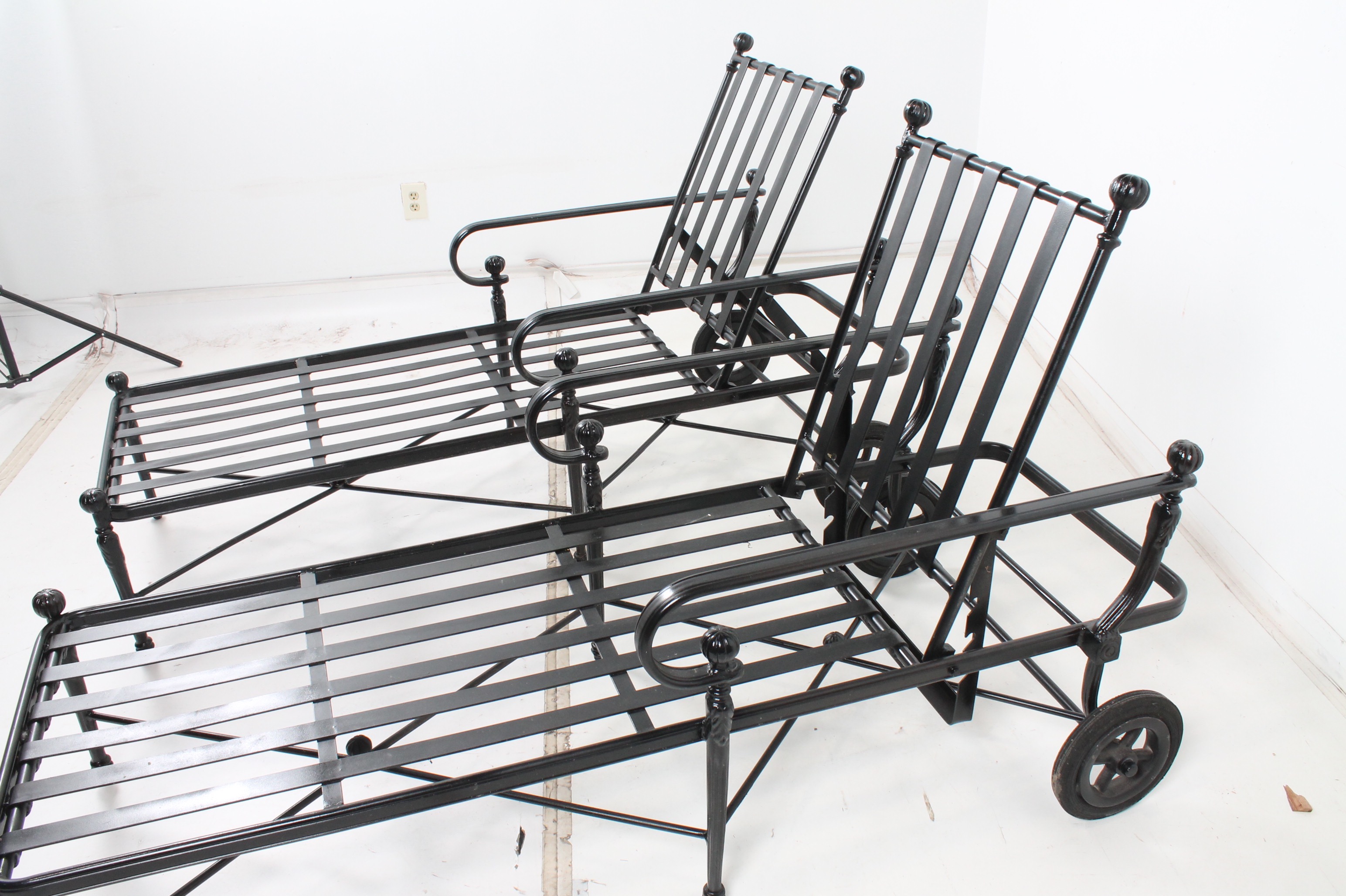 Frontgate Cast Metal Patio Chaise Lounge Chairs