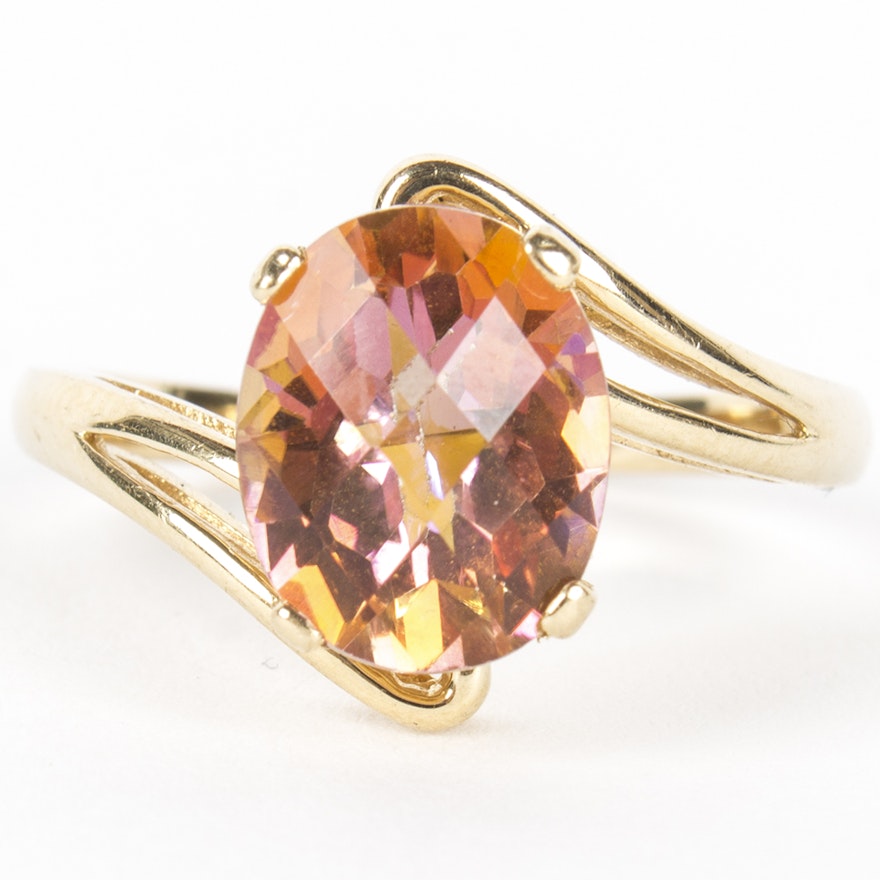 14K Yellow Gold Mystic Topaz Ring