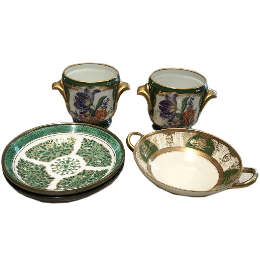Vintage Limoges Porcelain Jars and Noritake Plates