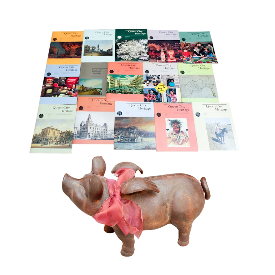 Cincinnati Metal Flying Pig Money Bank, Bicentennial Posters and Ephemera