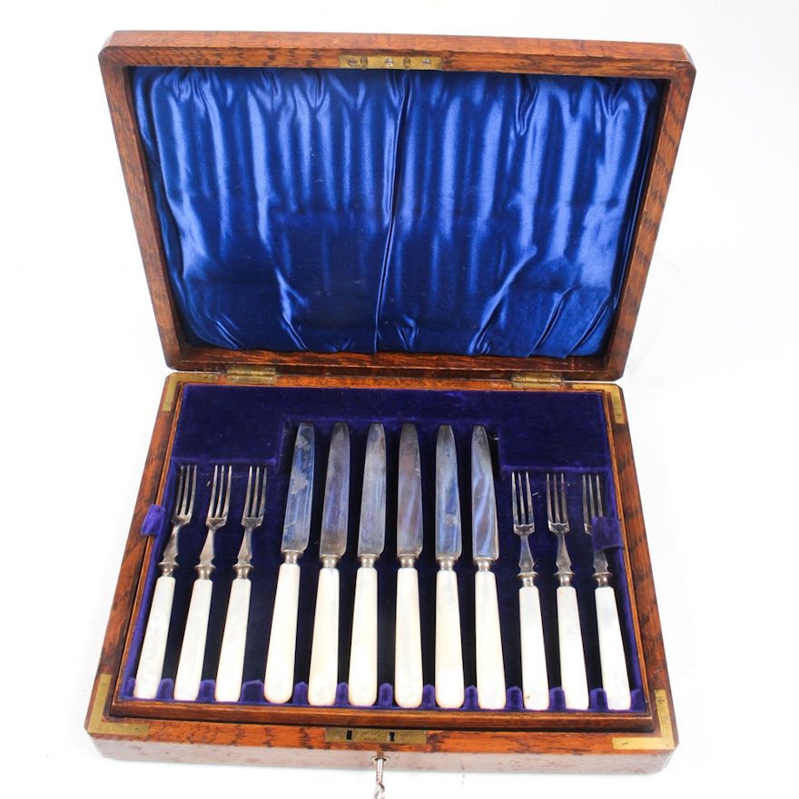 James Dixon & Sons Sterling Silver and Mother of Pearl Flatware