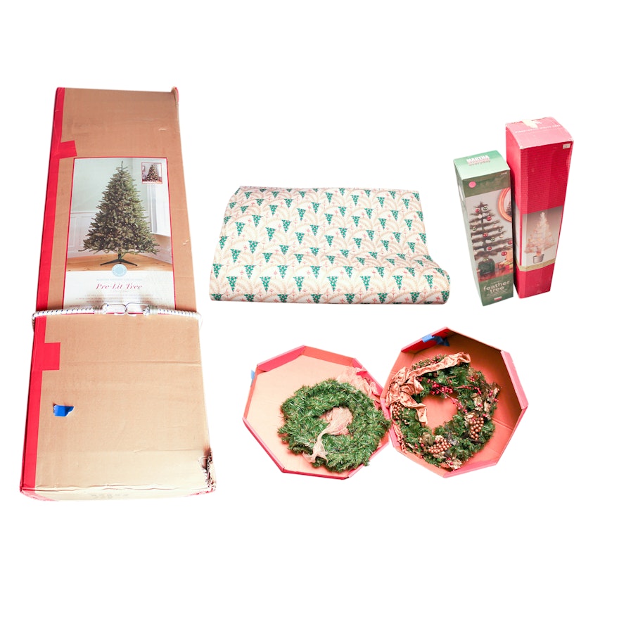 Mid-Century Holiday Wrapping Paper and Martha Stewart Christmas Trees