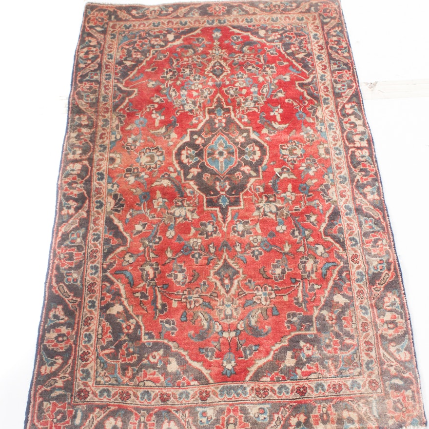 3' x 5' Vintage Hand-Knotted Persian Kashan Rug