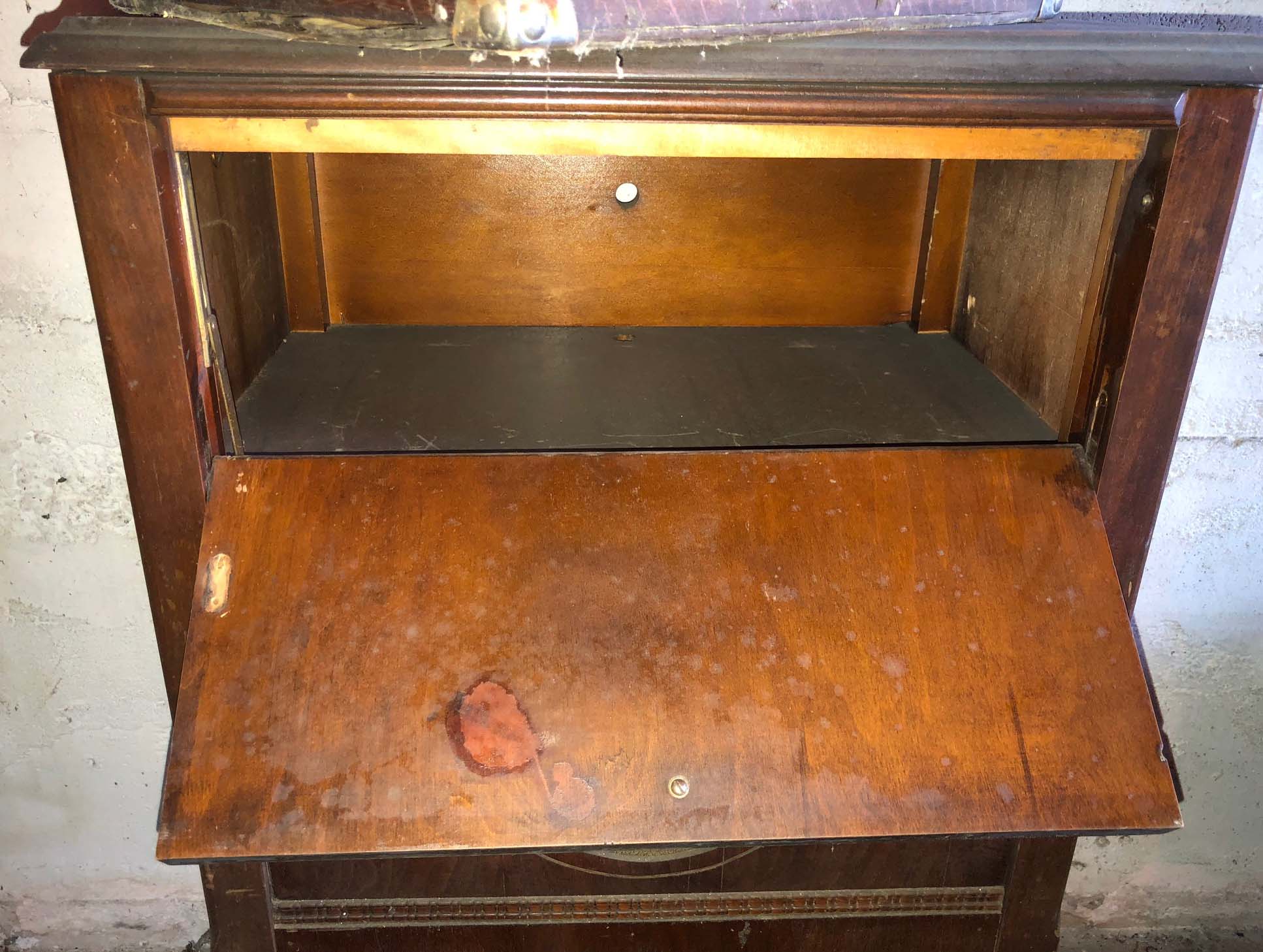 Antique Radio Cabinet and Victor VV-50 Portable Phonograph