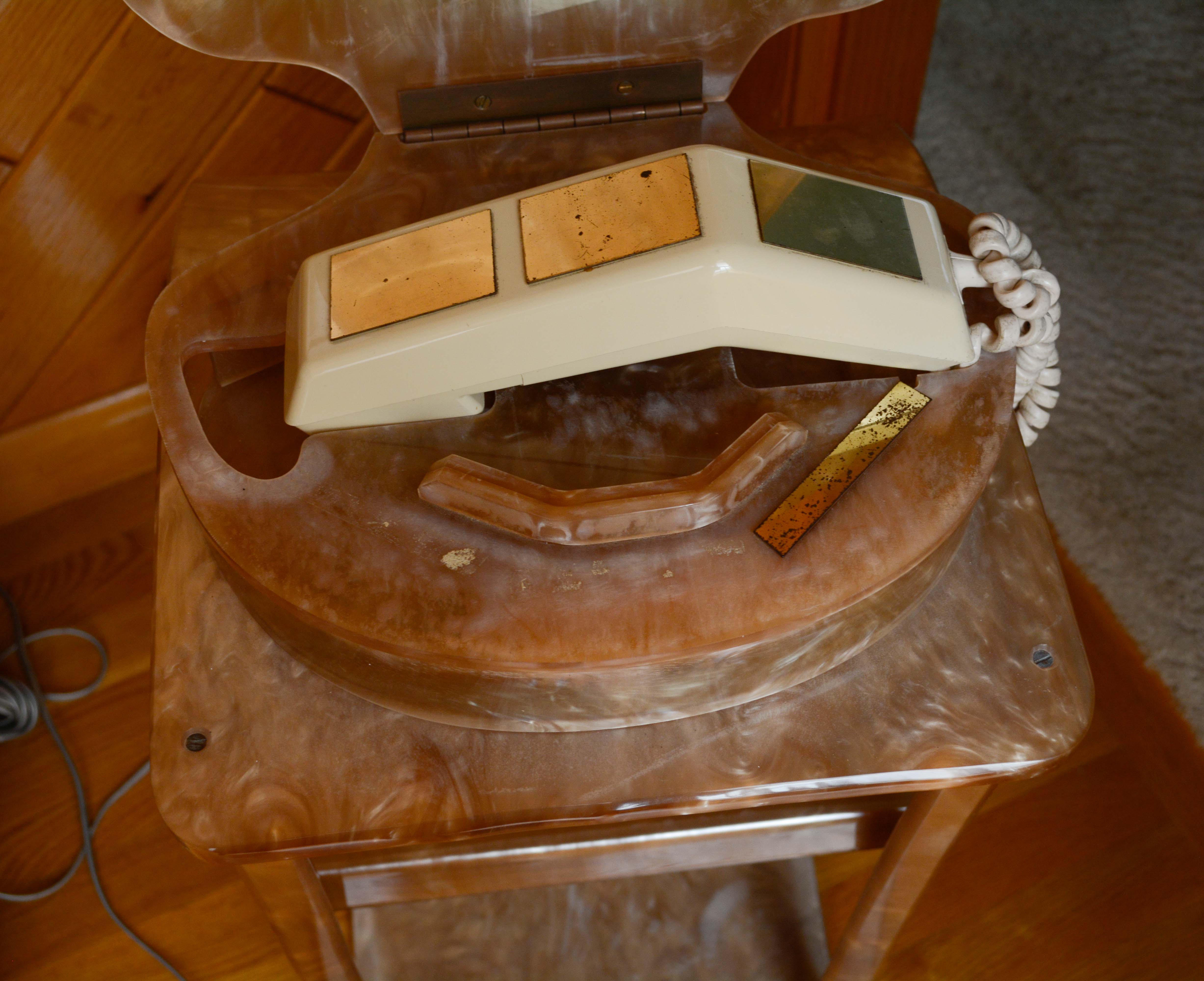 Vintage Pearlized Plastic Telephone Accent Table