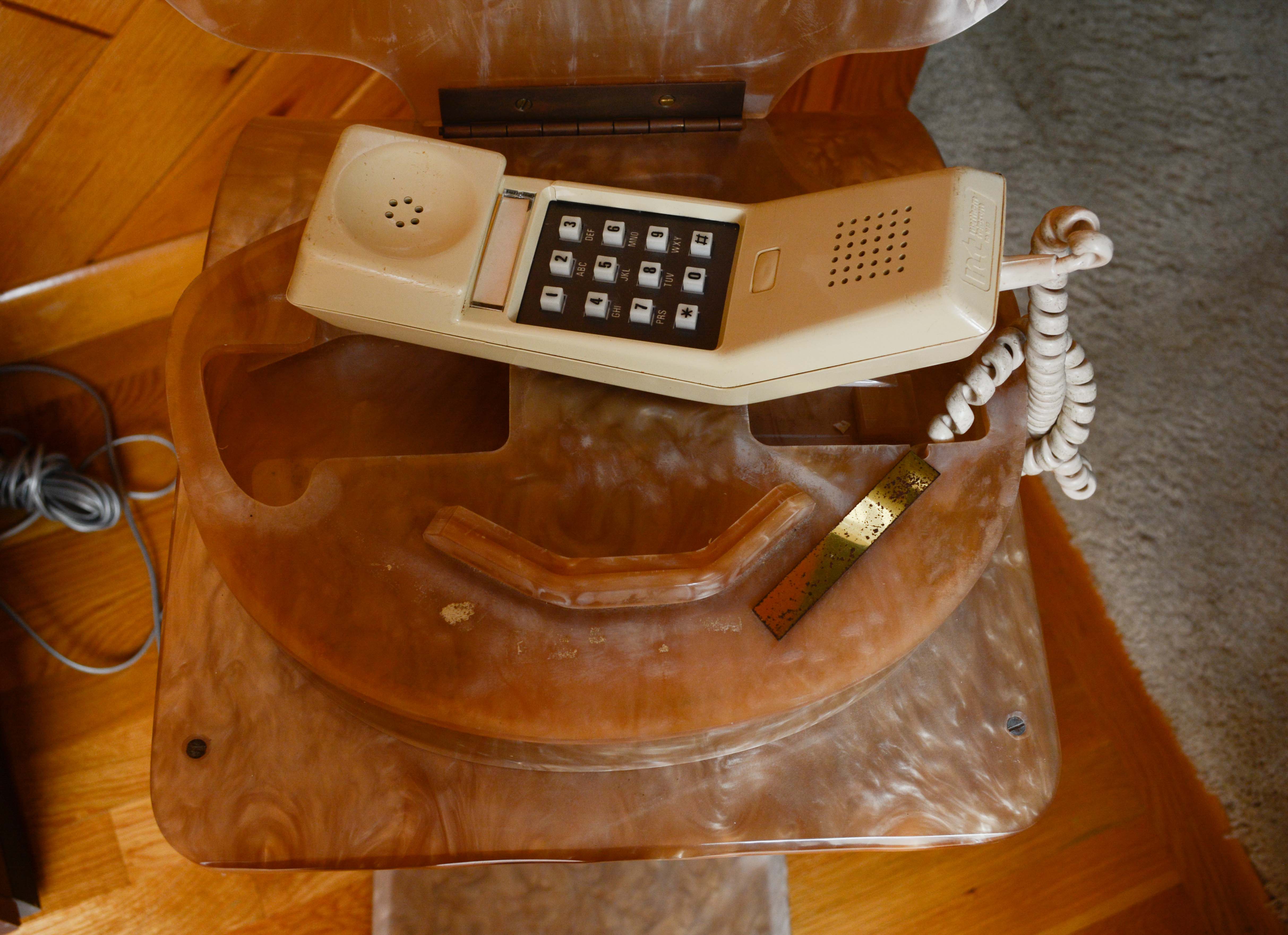 Vintage Pearlized Plastic Telephone Accent Table