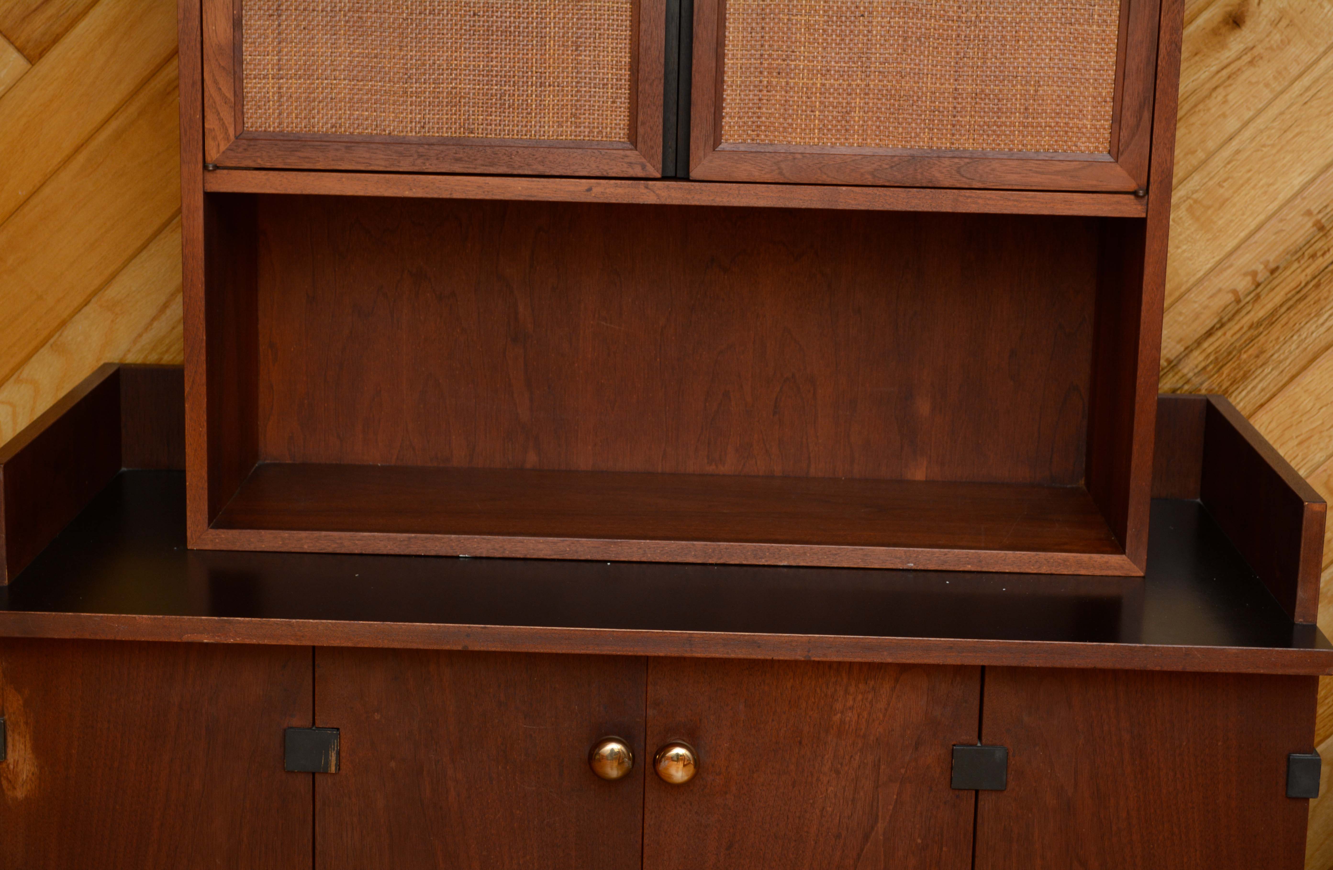 Mid Century Modern Credenza with Wall Mount Hutch
