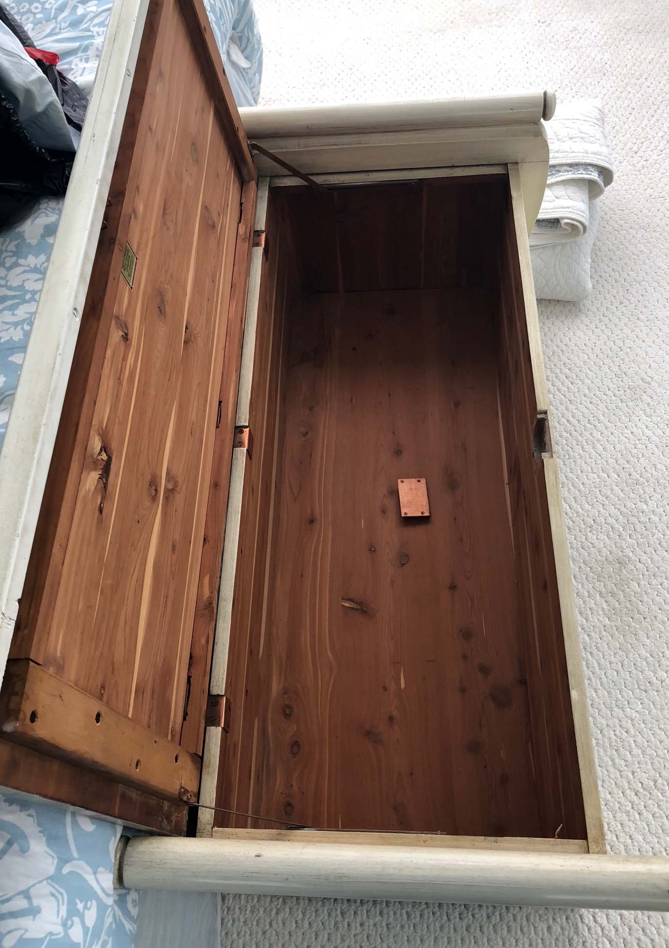 Red Cedar Upholstered Bench Top  Chest by Burrowes