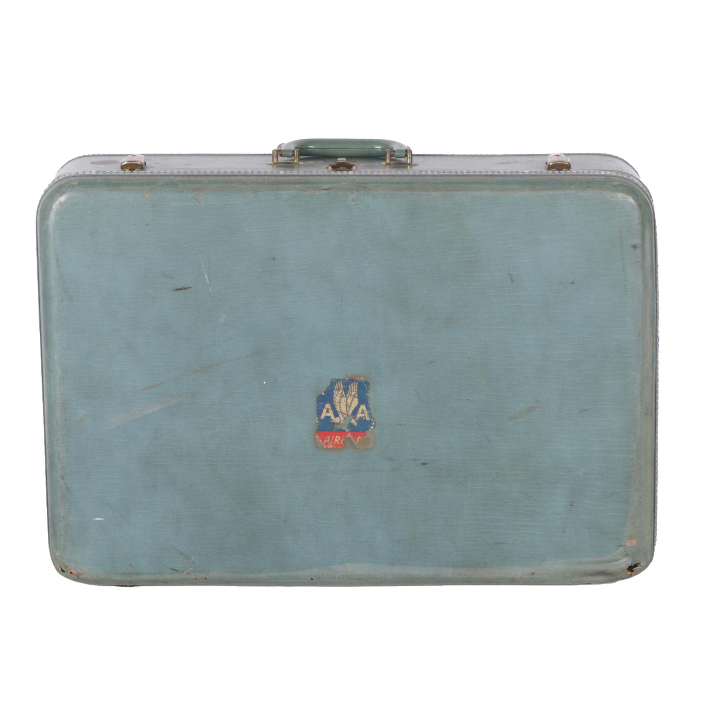 Vintage United Luggage Company Wings Leatherette Suitcase