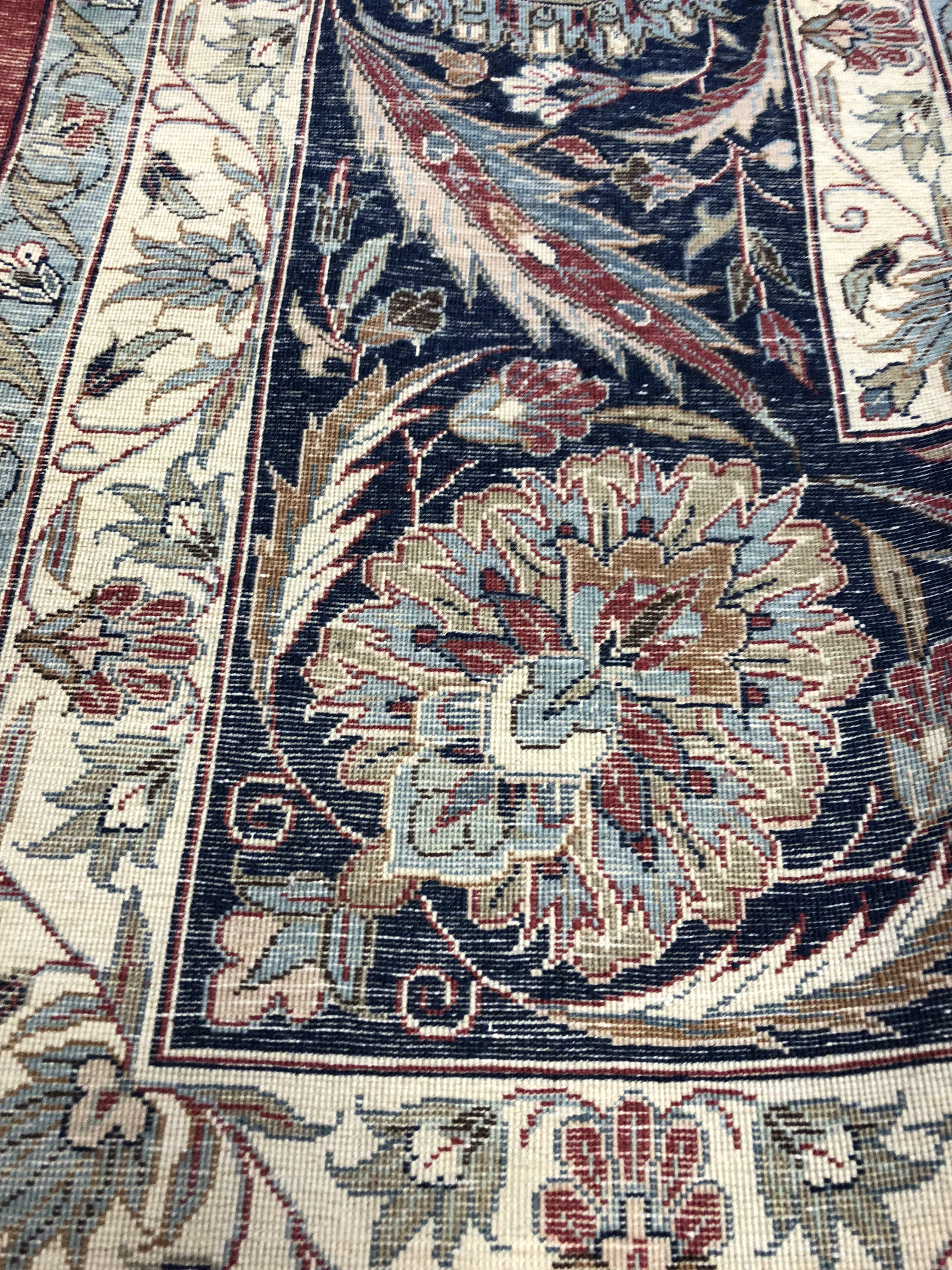 Finely Hand-Knotted Afghani Isfahan Silk and Wool Area Rug