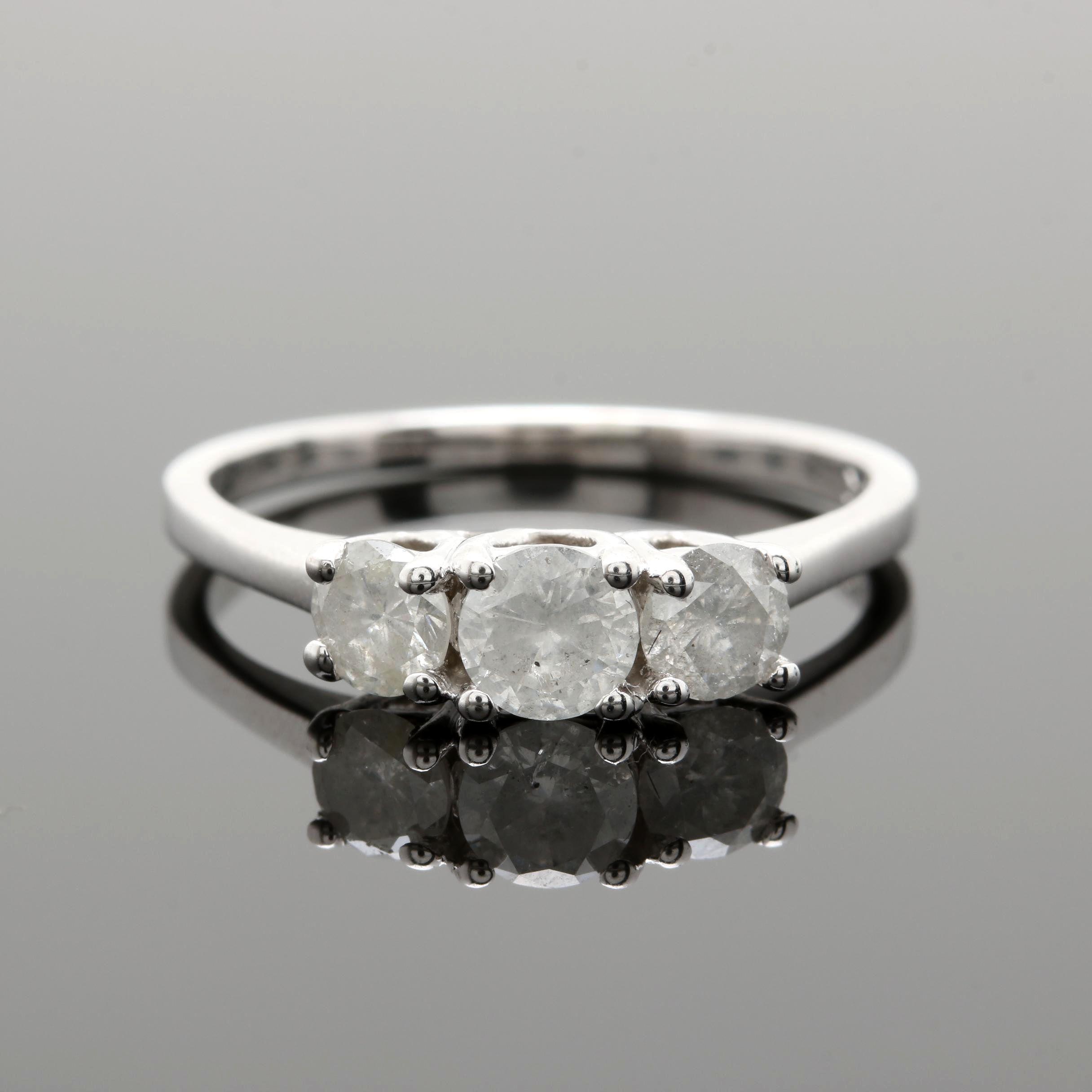 10K White Gold 0.95 CTW Diamond Ring