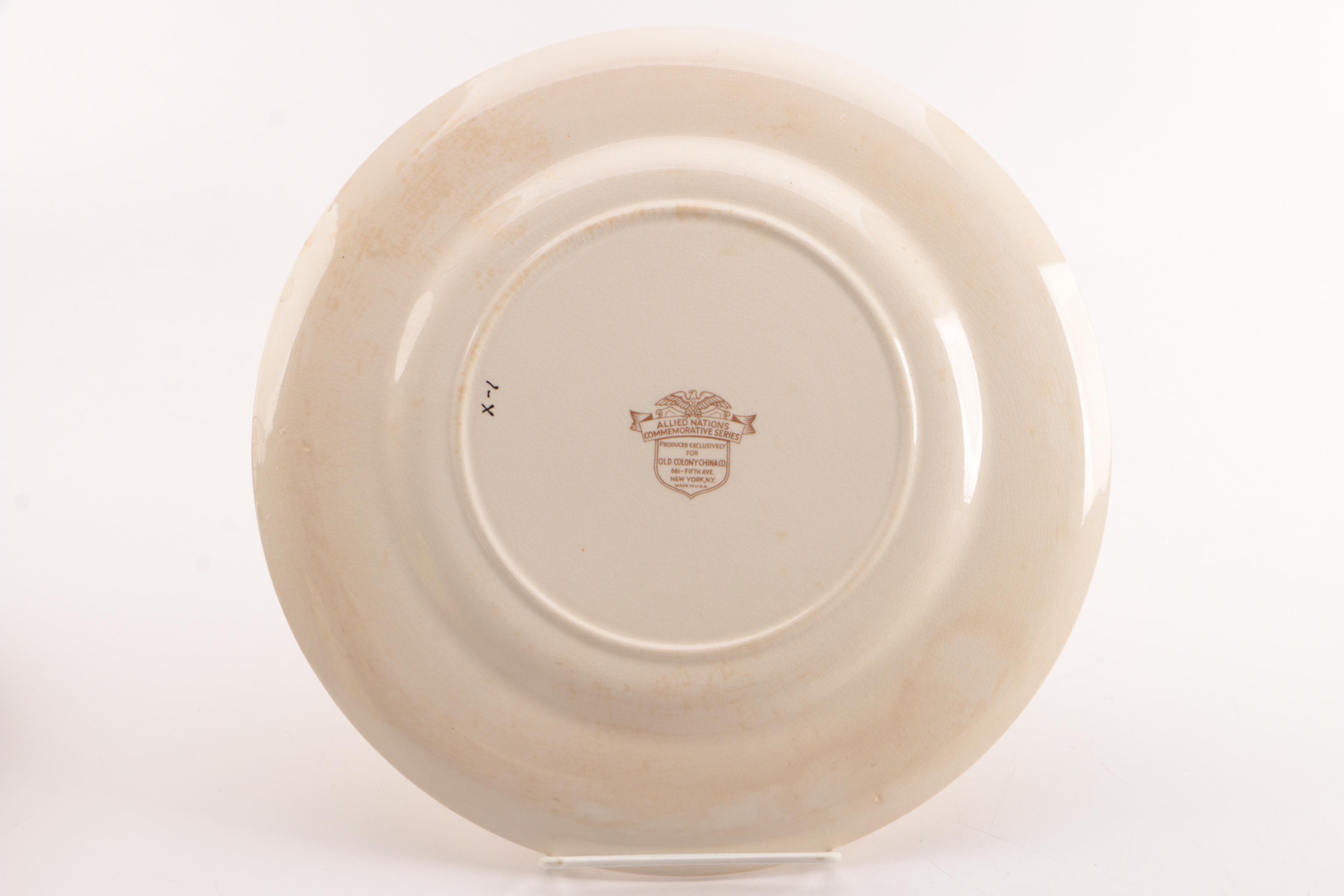 Vintage Old Colony China Co. "Allied Nations" Commemorative Plates