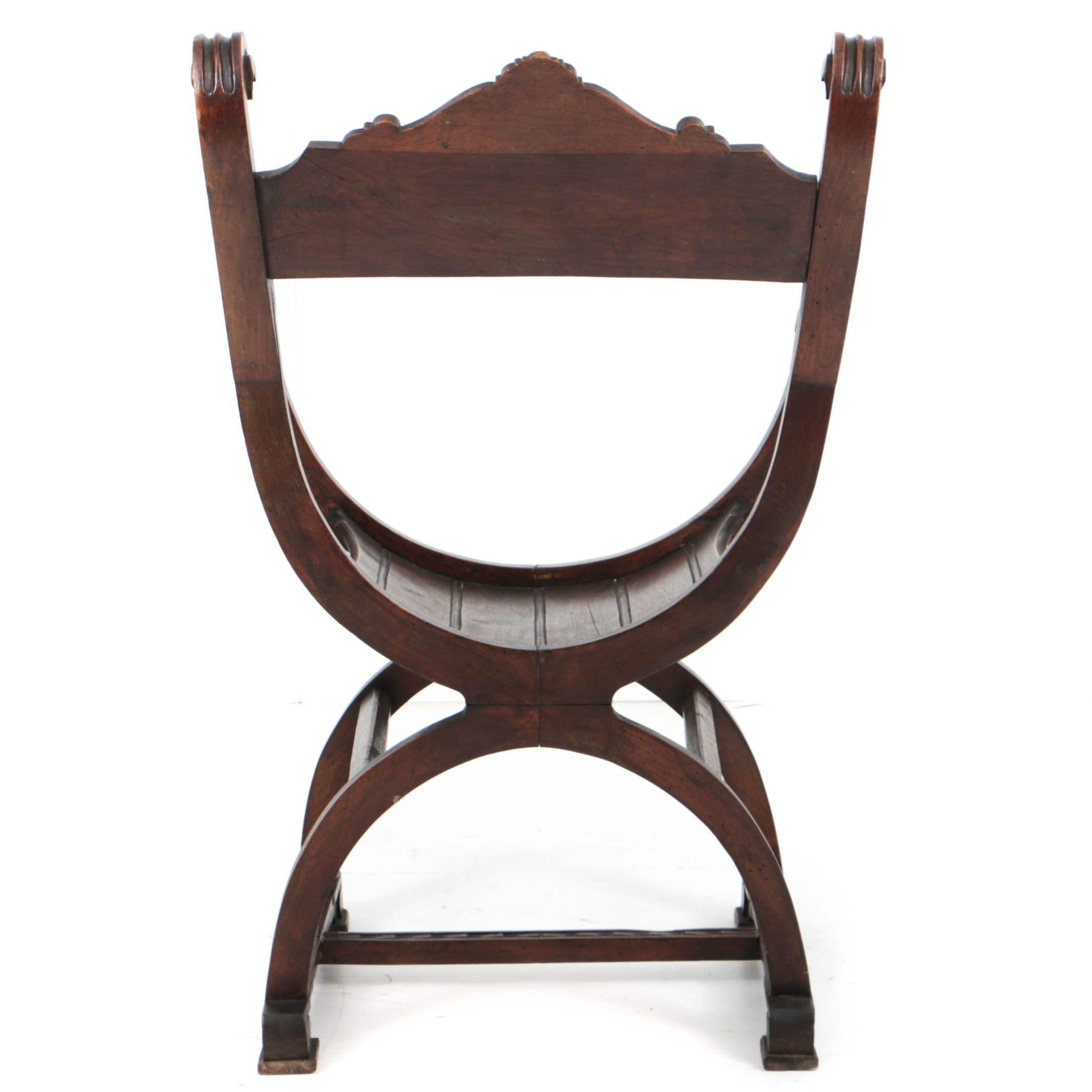 Early 20th Century Carved Walnut Savonorola Curule Chair
