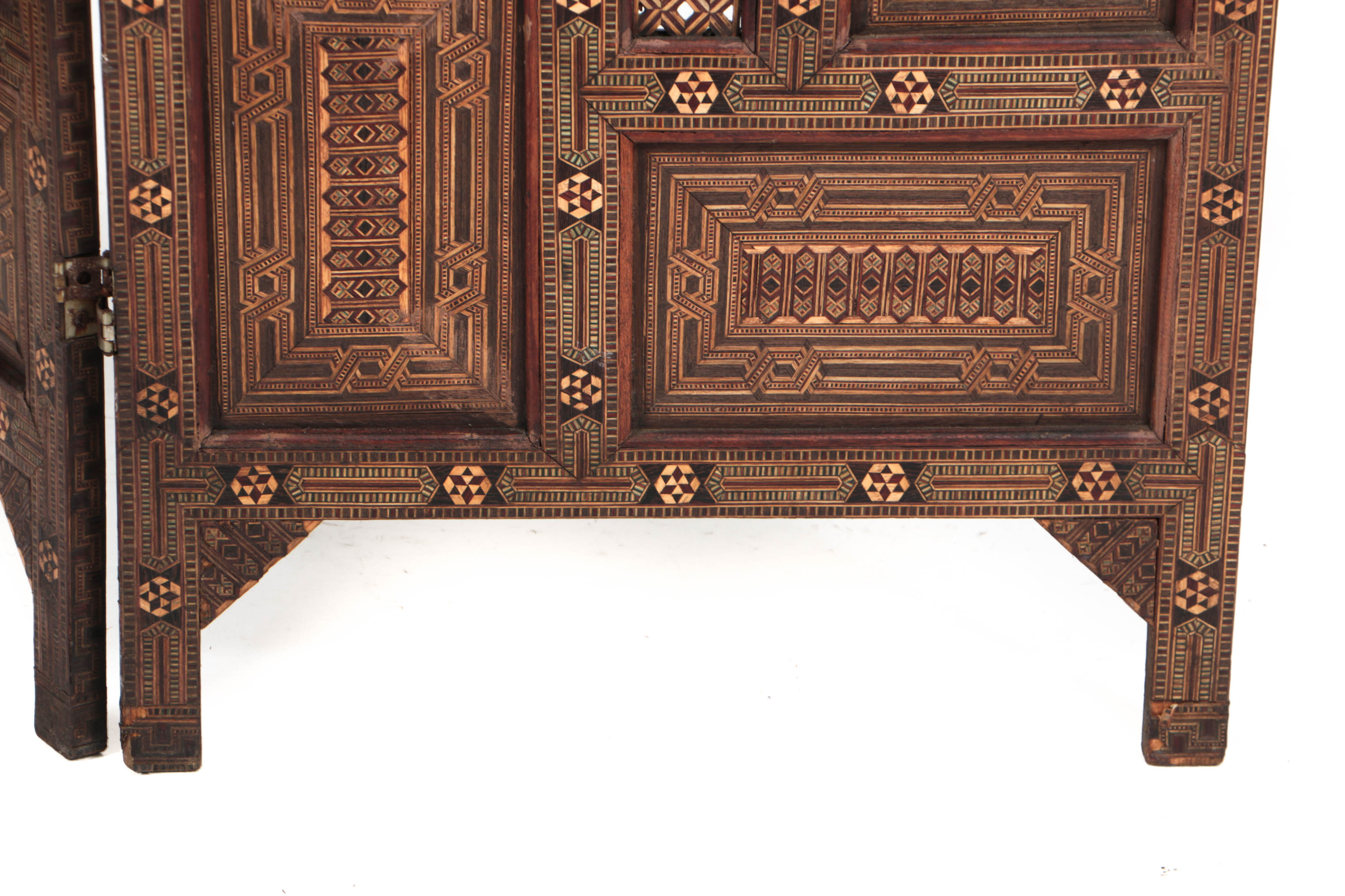 North African Inlaid Mosaic Three Panel Room Screen