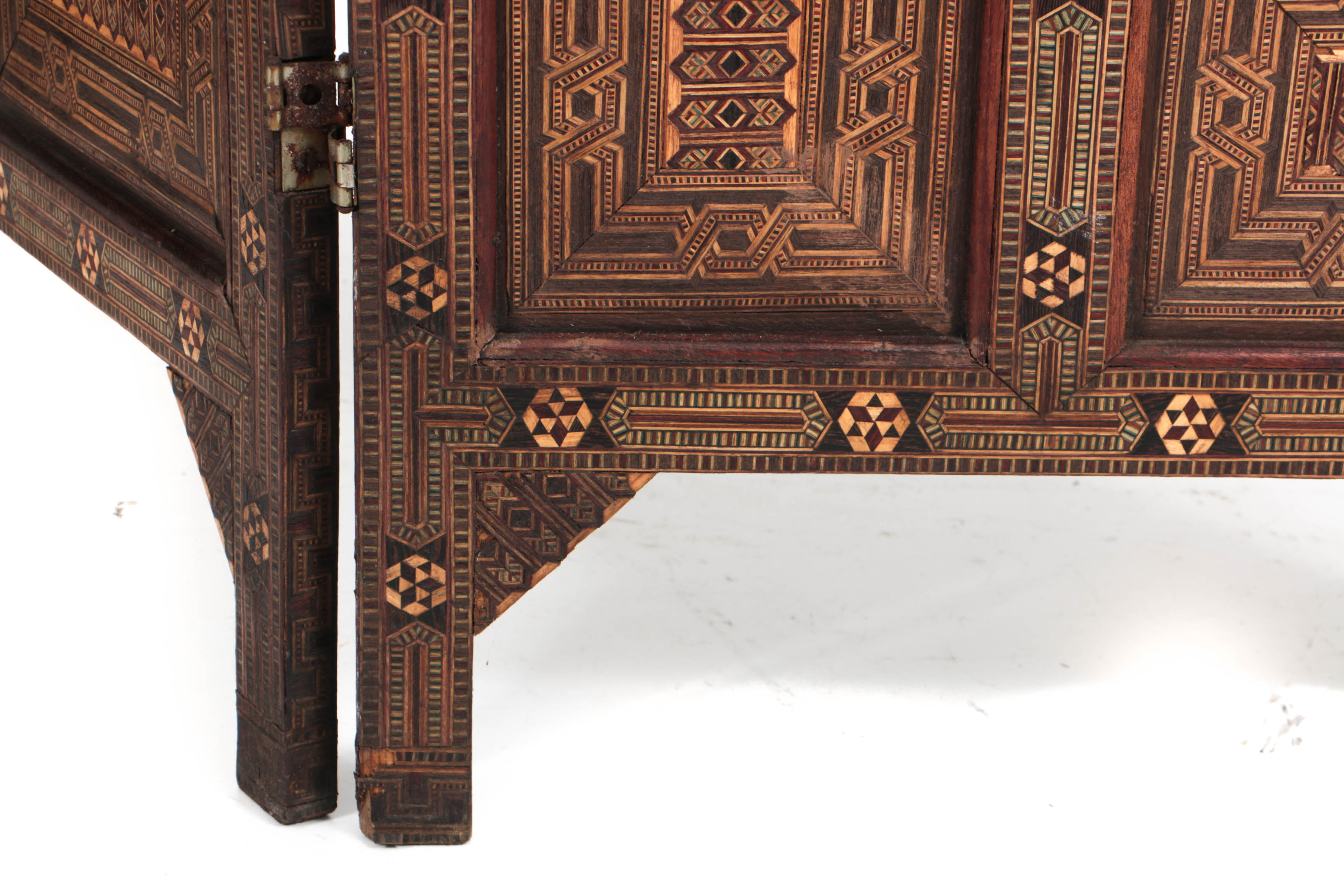 North African Inlaid Mosaic Three Panel Room Screen