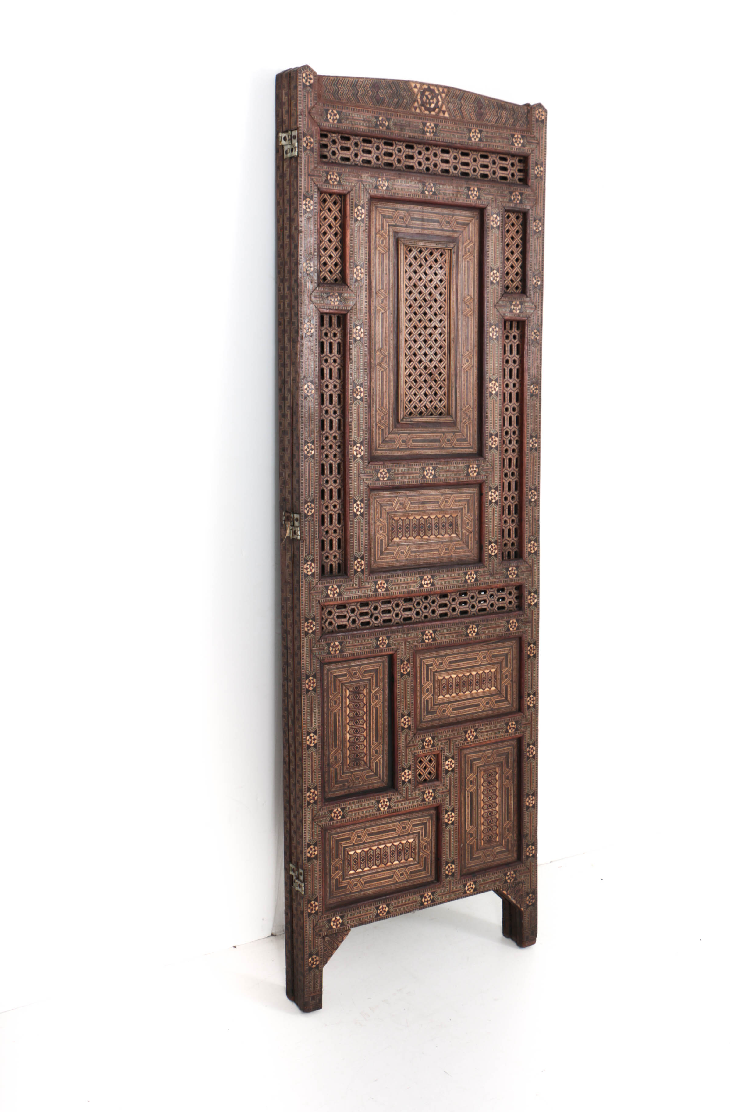 North African Inlaid Mosaic Three Panel Room Screen