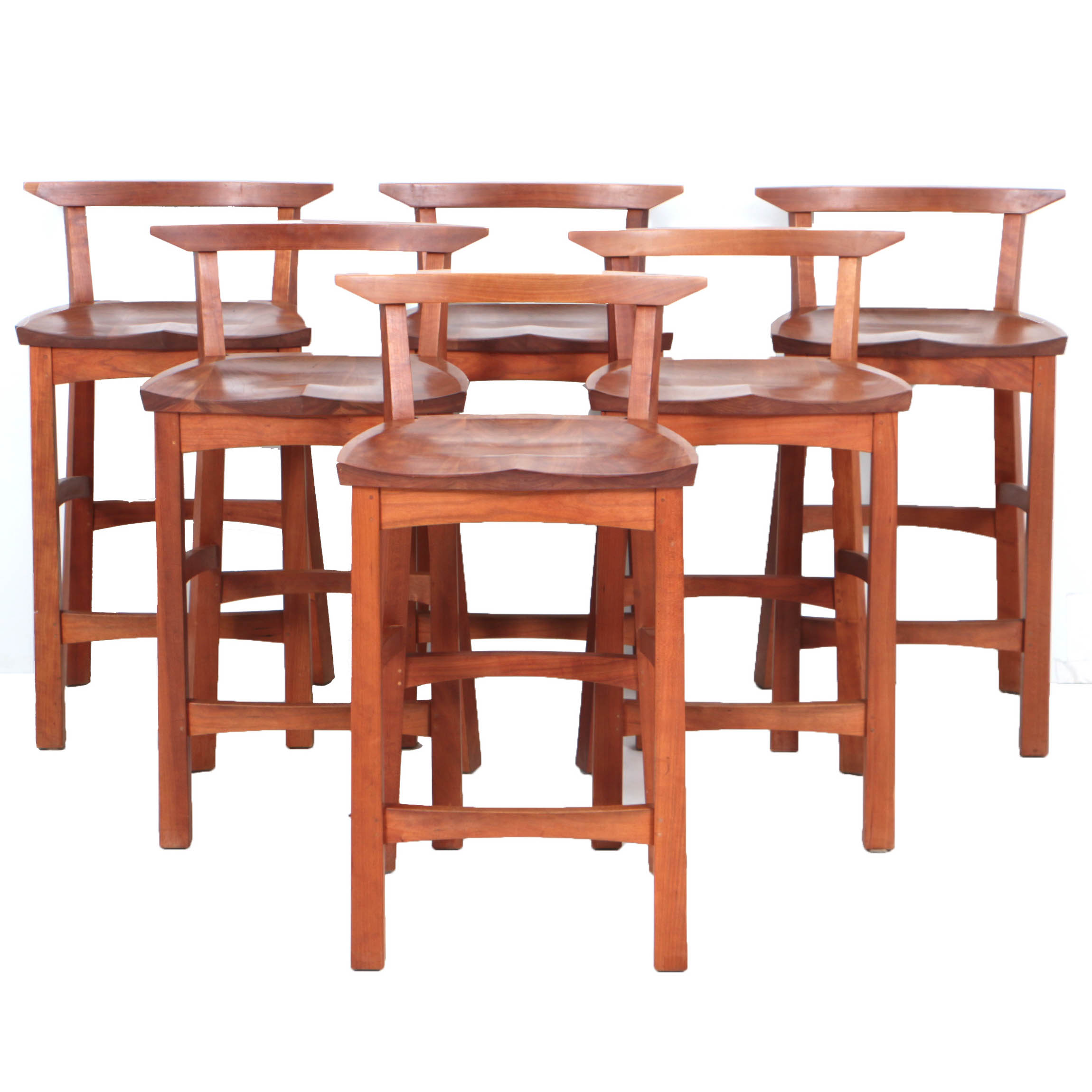Contemporary Japanese-Inspired Cherrywood "Edo" Bar Stools by Thomas Moser