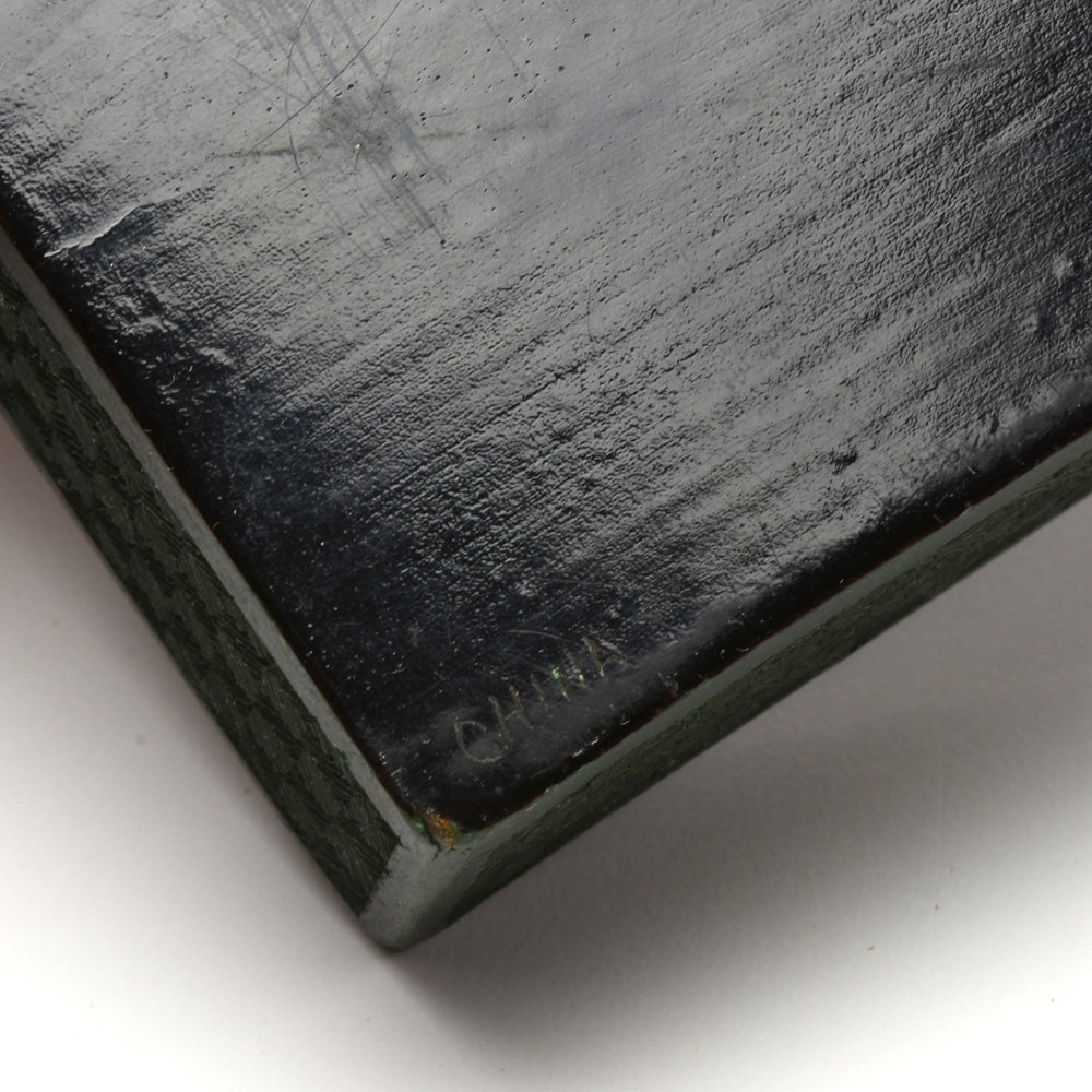 Chinese Green Lacquer Box with Jade Dragon
