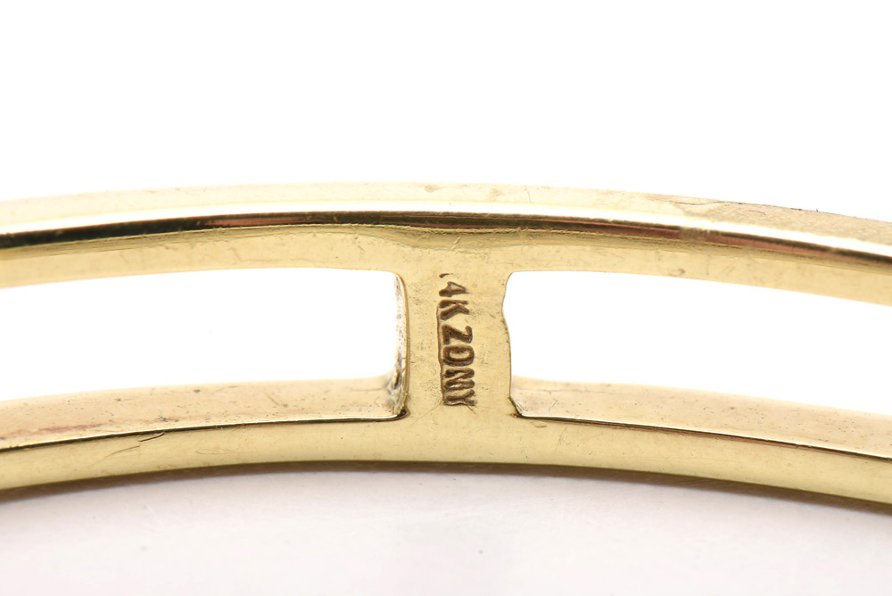 14K Yellow Gold Blue Sapphire and 1.13 CTW Diamond Bangle Bracelet