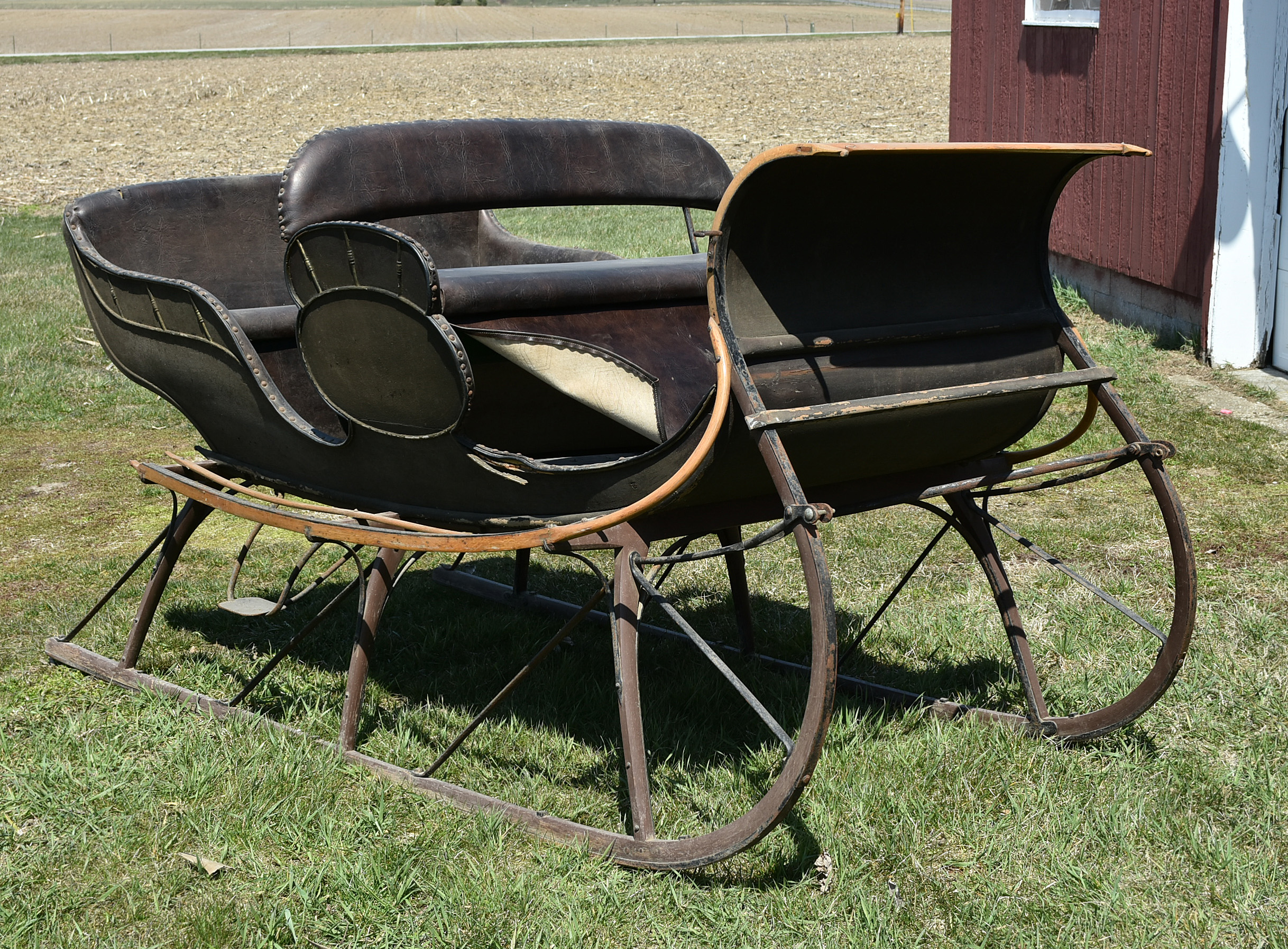 Antique Horse-Drawn Two-Seater Open Sleigh
