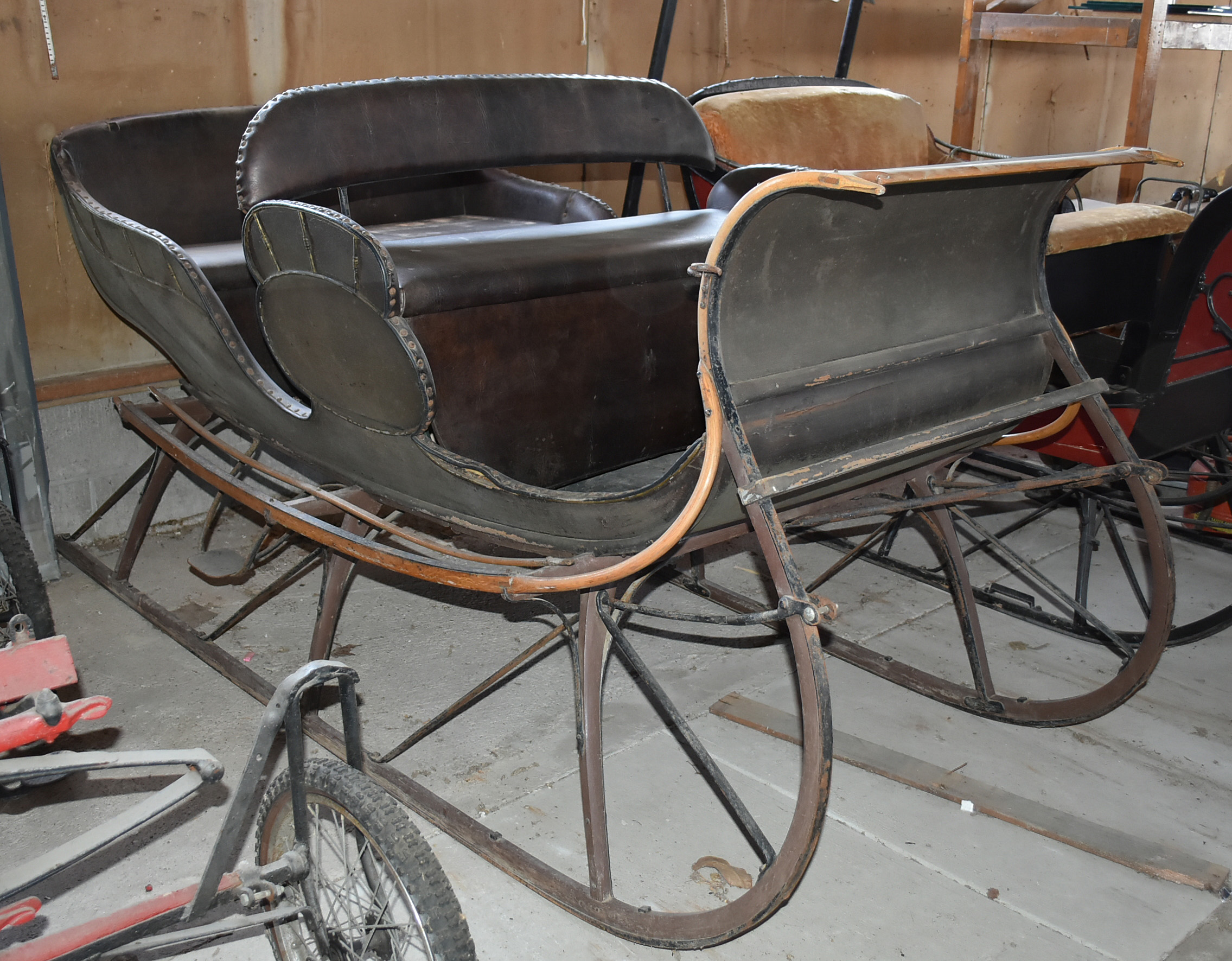 Antique Horse-Drawn Two-Seater Open Sleigh