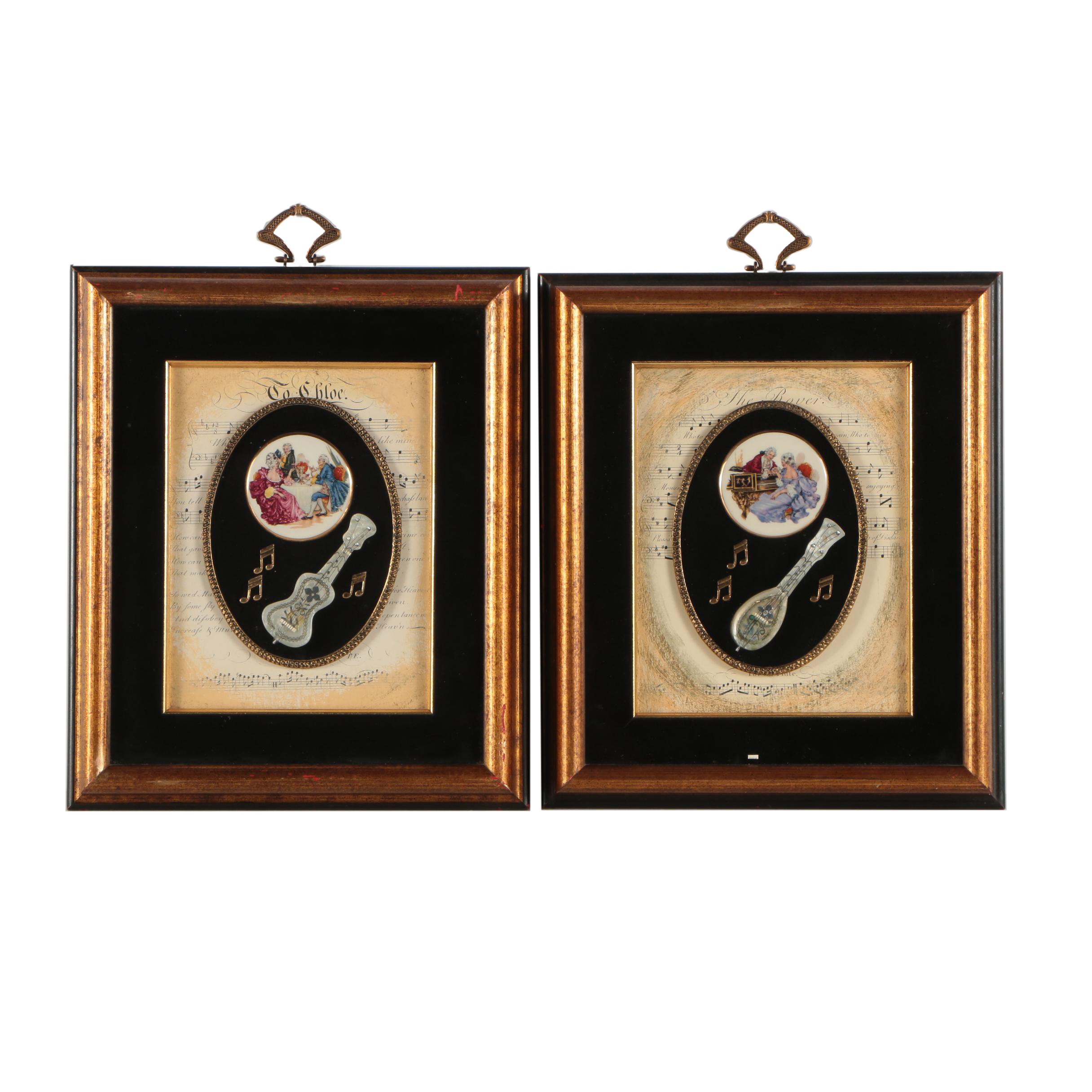 Classical Music Themed Shadow Boxes with Carved Shell by Goodman-Dean-Scott Inc.