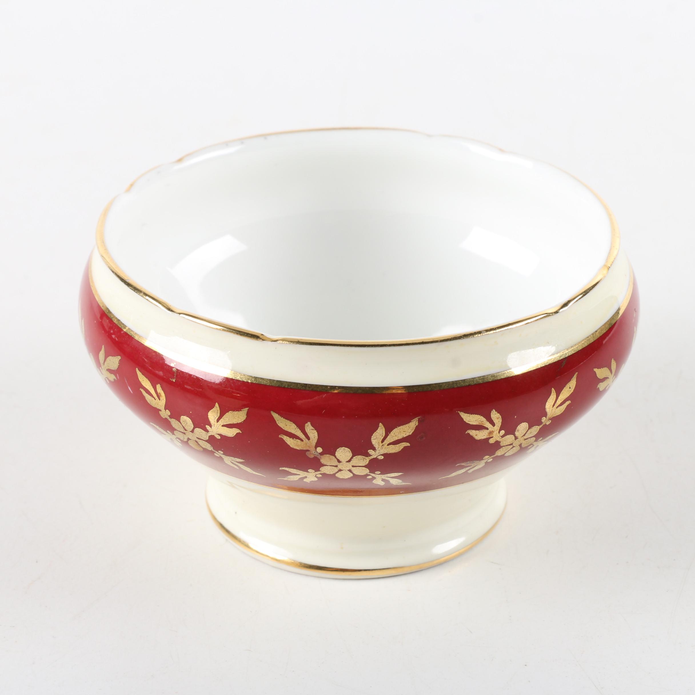 Old Castle Lusterware Pitcher with Aynsley Creamer and Sugar