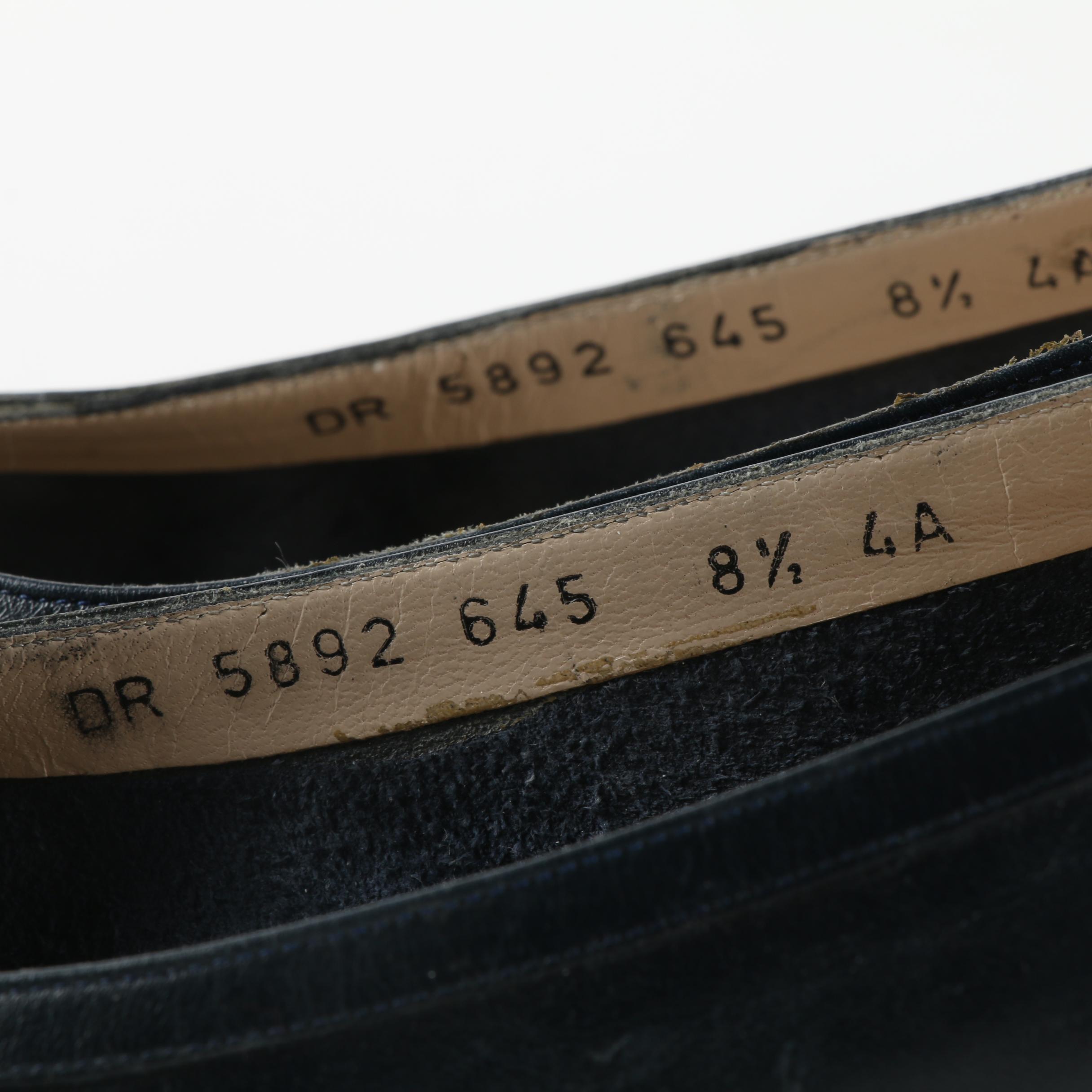 Vintage Salvatore Ferragamo Navy Blue Leather Pumps, Made in Italy