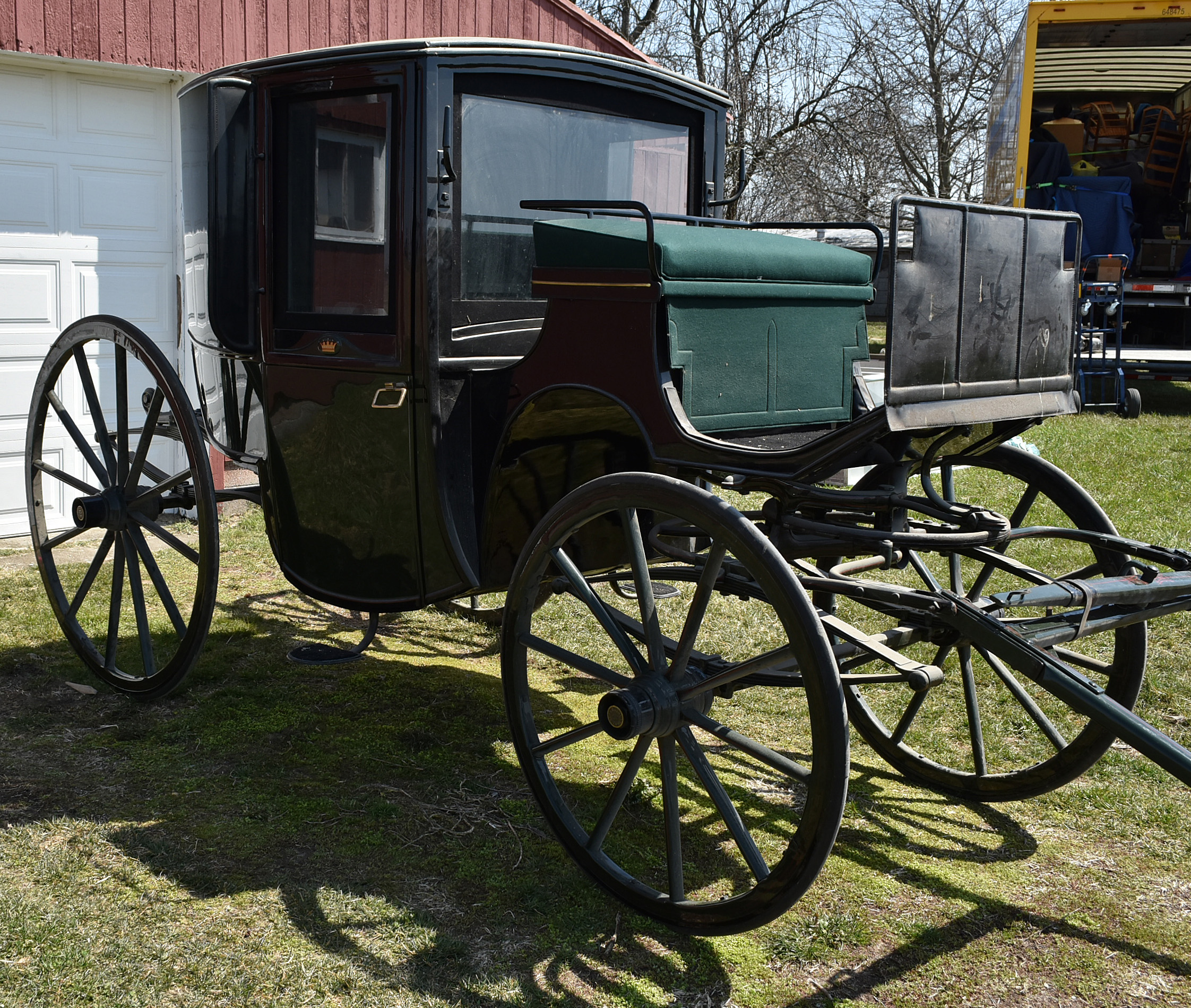 Antique Horse-Drawn Brougham Style Carriage by Hincks & Johnson of Bridgeport