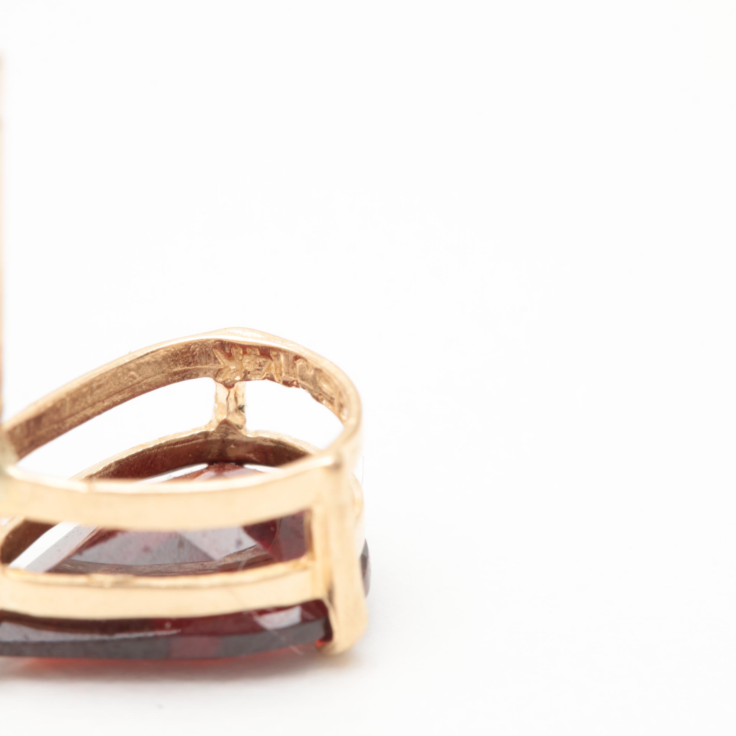 14K Yellow Gold Garnet Earrings