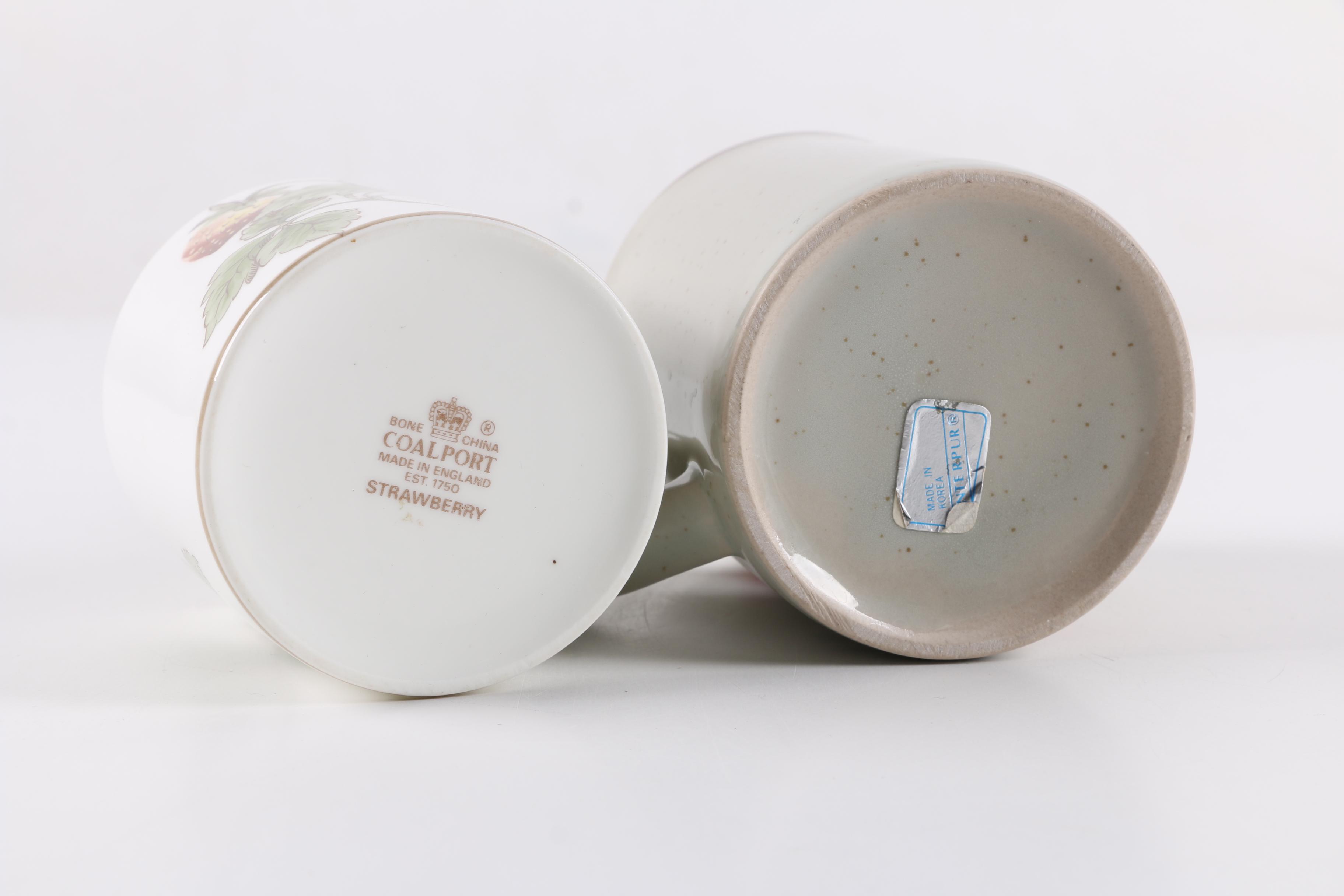 Coalport "Strawberry" Covered Mug with Pear Figurine