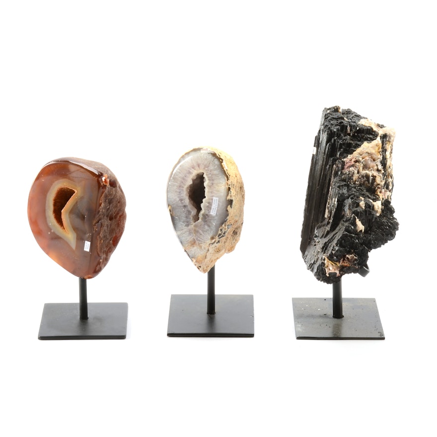 Three Cabinet Display Mineral Specimens
