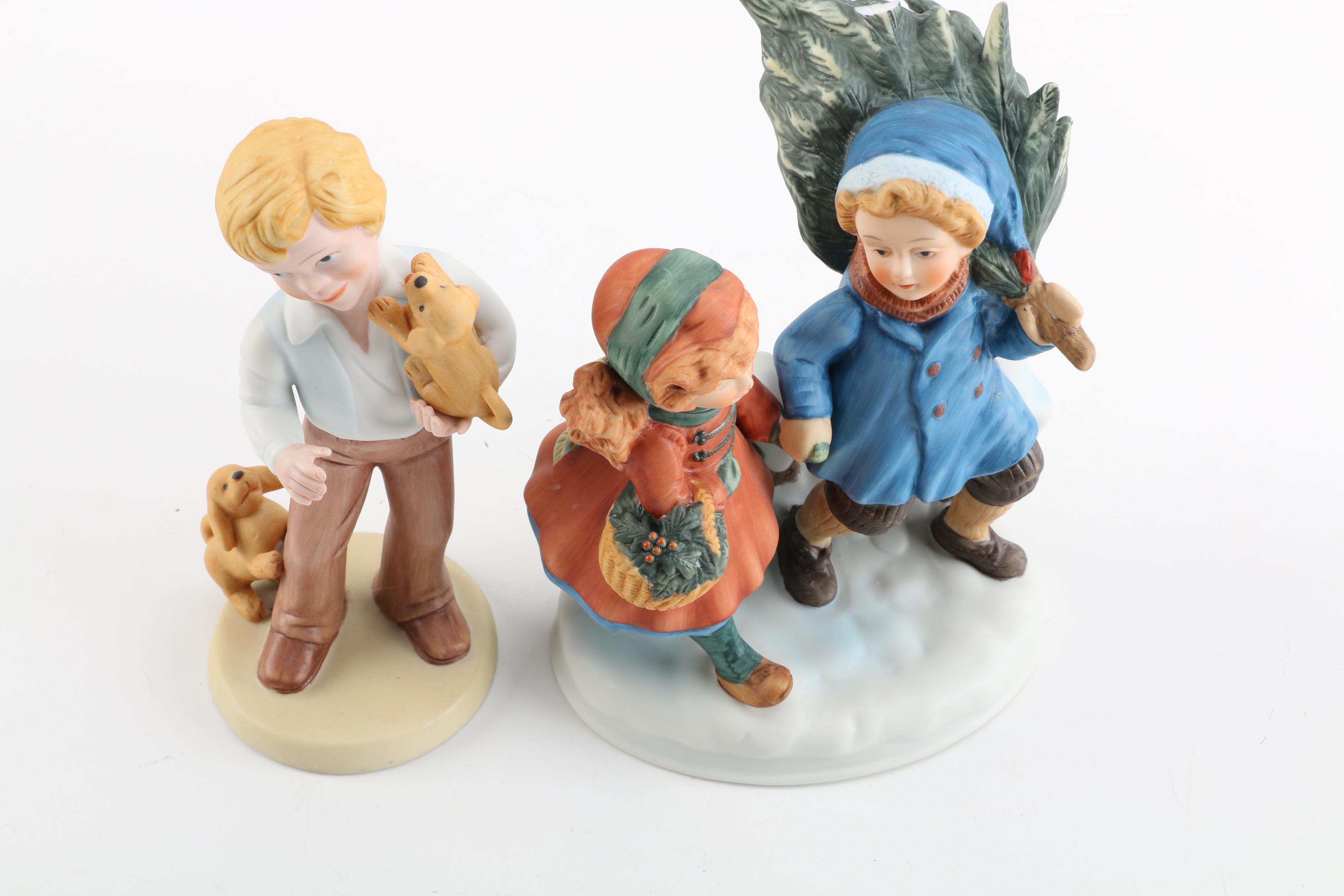 1981 Avon Porcelain Figurines "Best Friends" and "Sharing the Christmas Spirit"