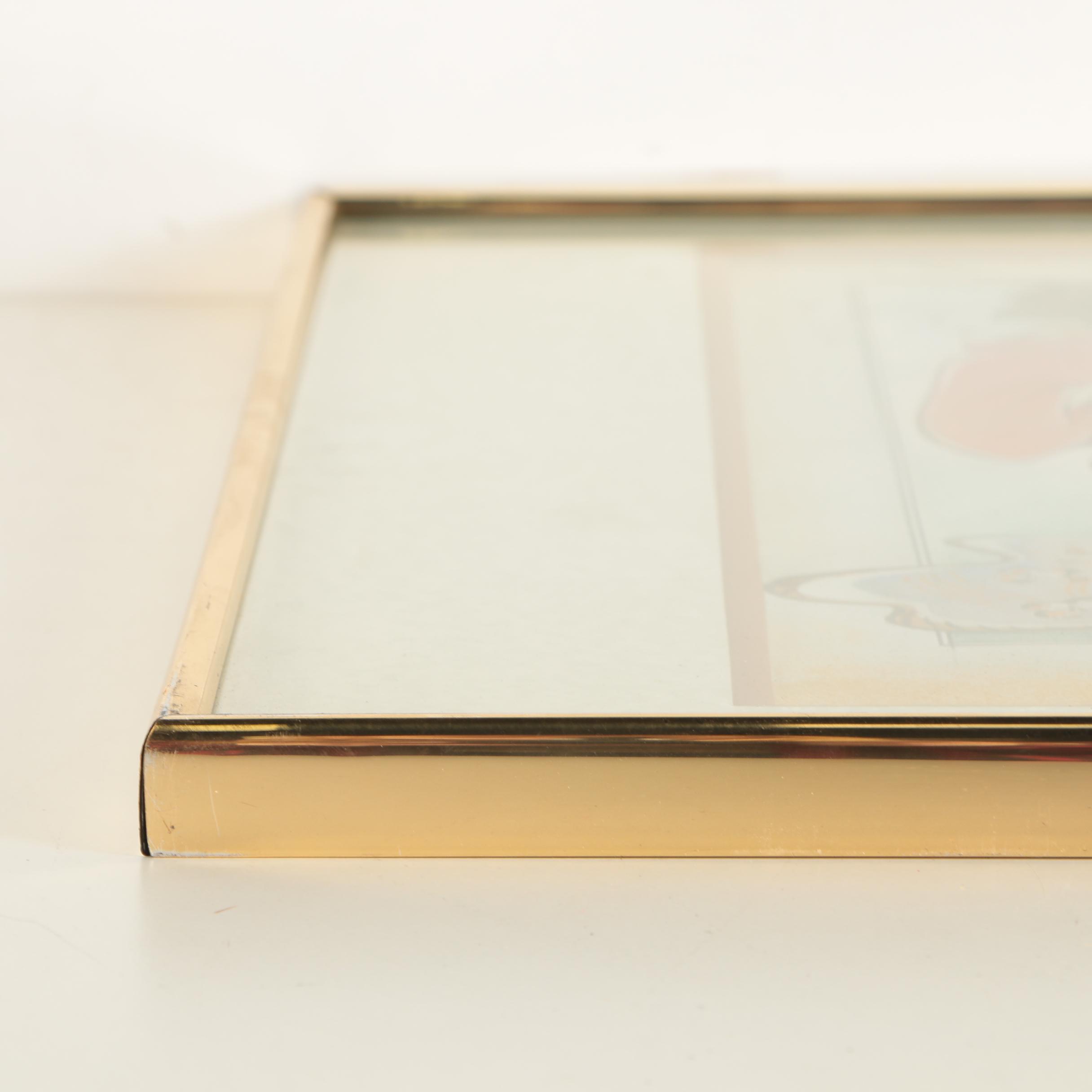 Jane Lahive Offset Lithograph on Foil of Geisha with Peacock