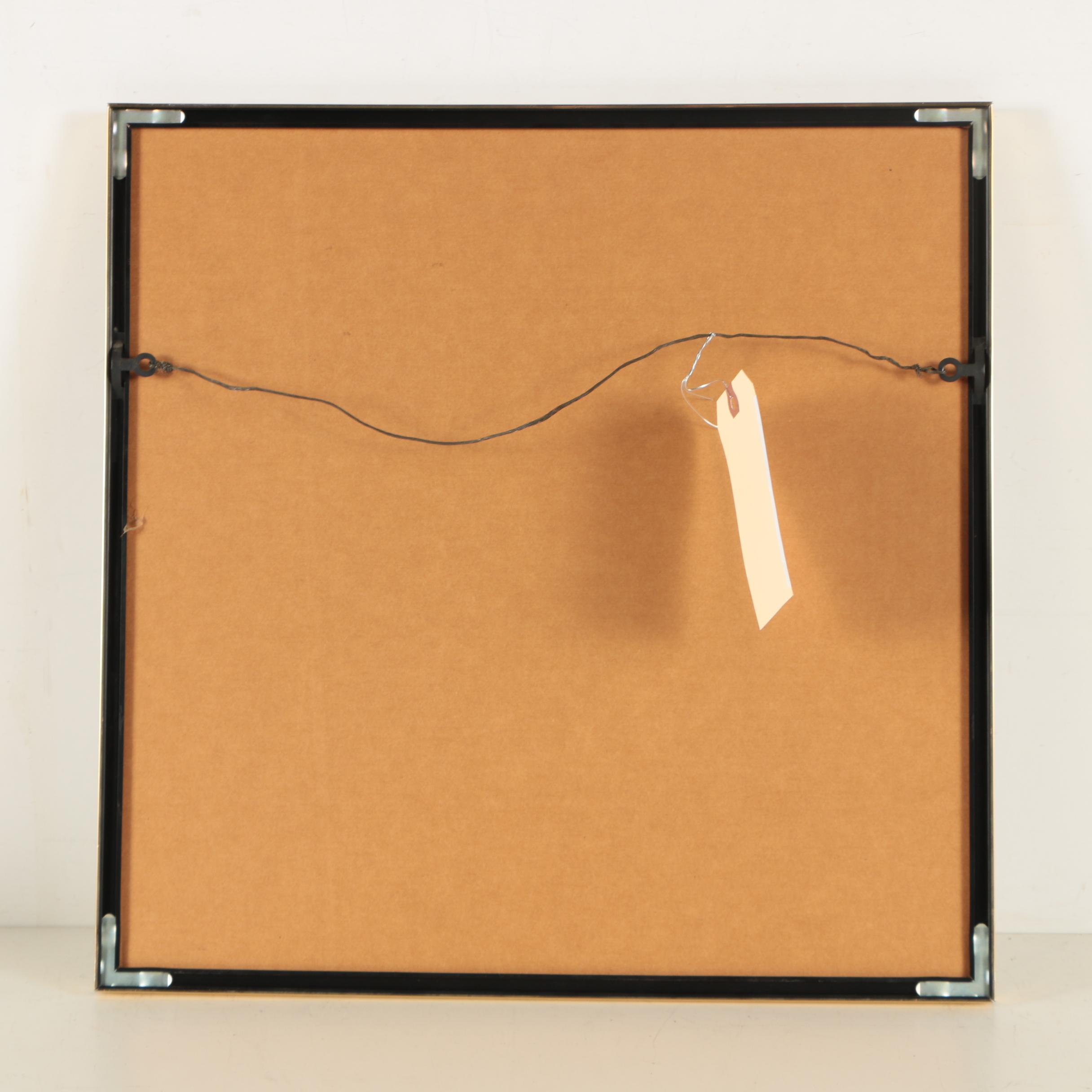 Jane Lahive Offset Lithograph on Foil of Geisha with Peacock