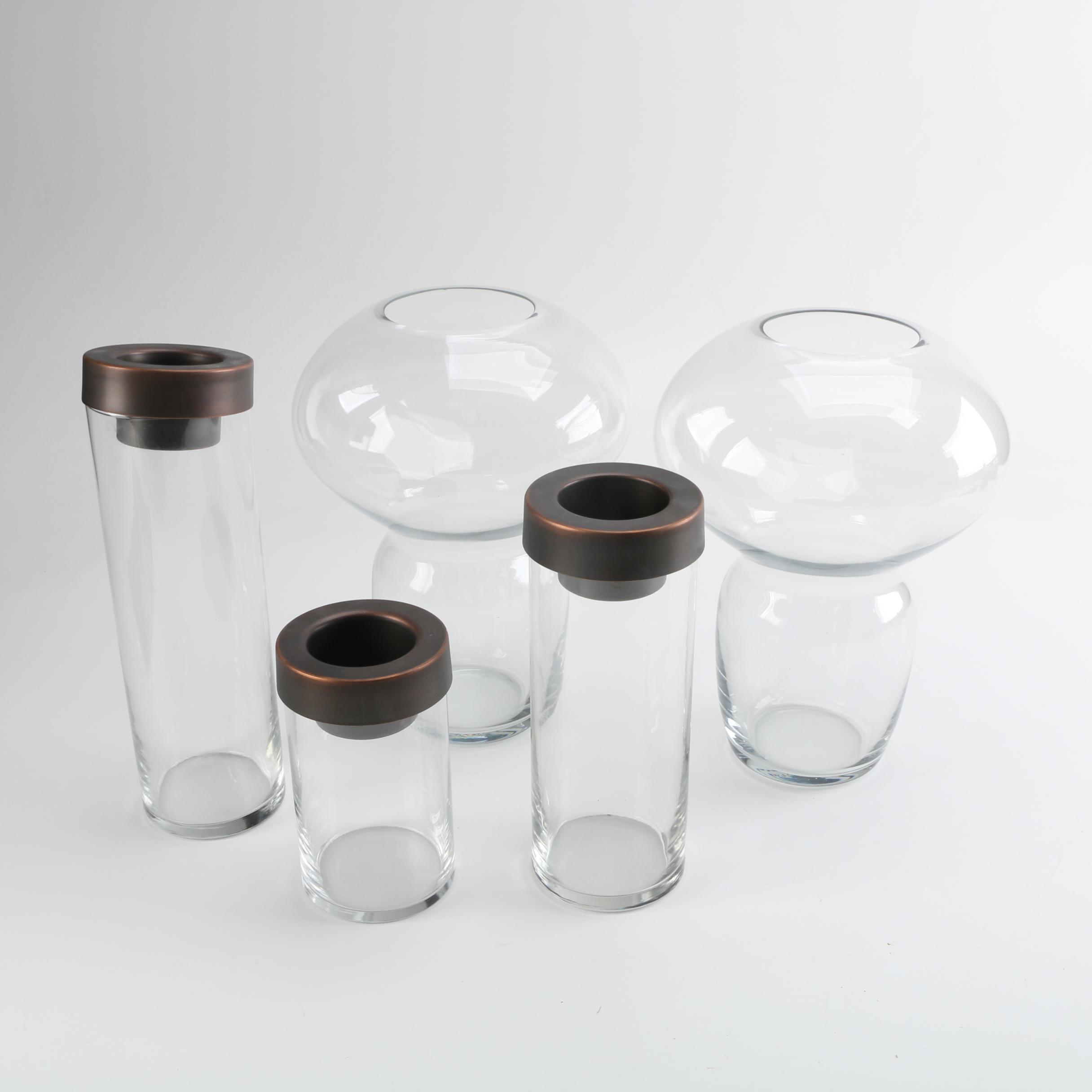 Ethan Allen Mushroom Glass Vases and Glass Canisters