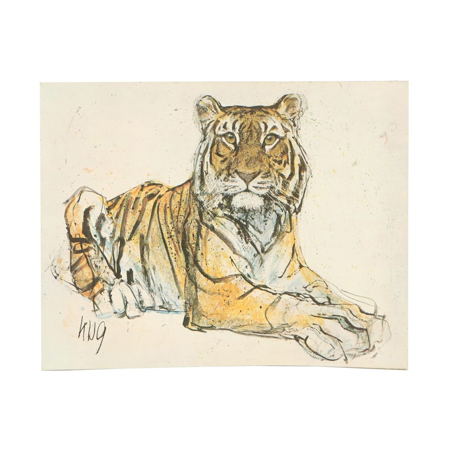 Fritz Rudolf Hug Giclee "Reclining Tiger"