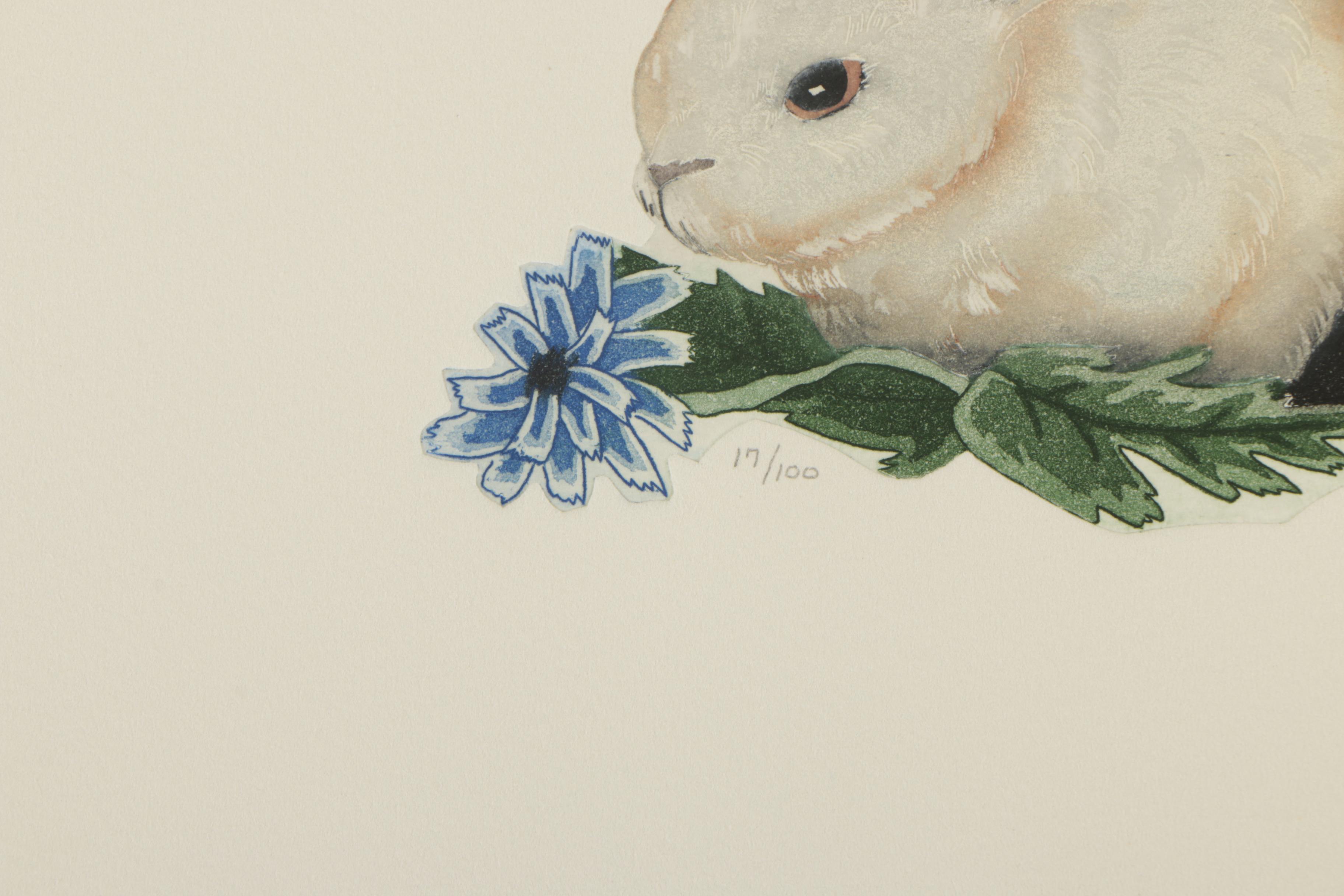 Laura Nevin Limited Edition Etching a la Poupée on Paper "Bookends"