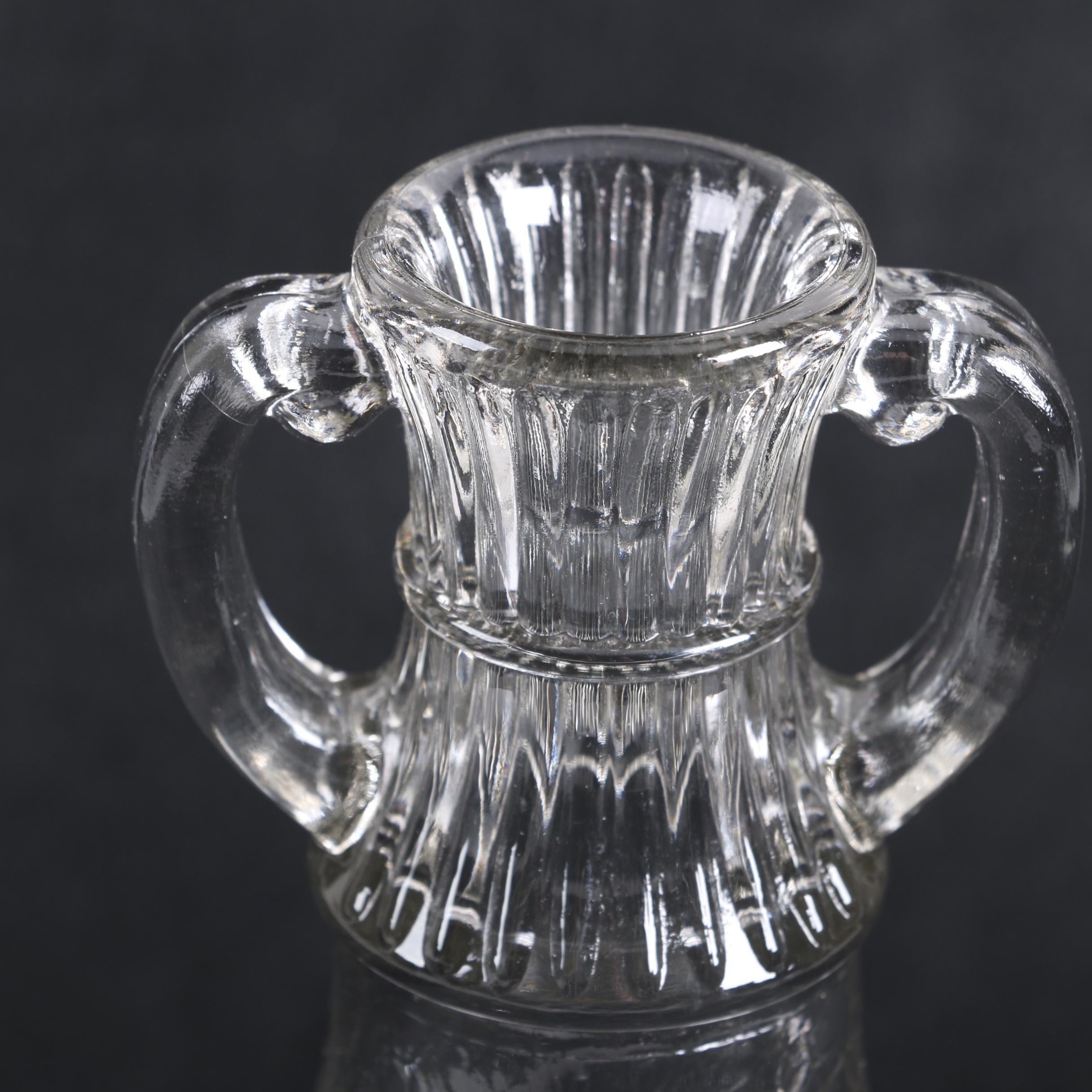 White House Vinegar Pressed Glass Cruet Bottle with Other Glassware