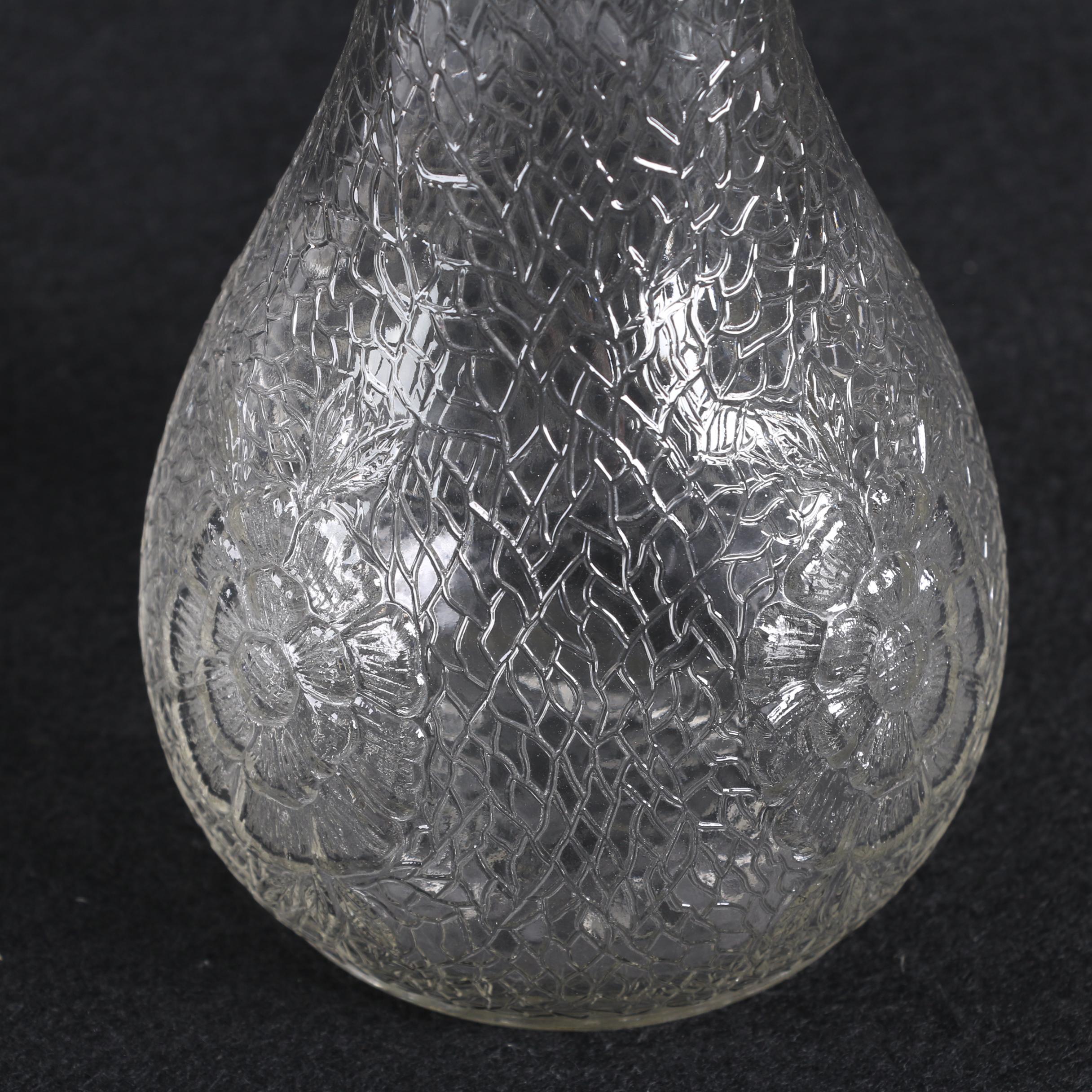 White House Vinegar Pressed Glass Cruet Bottle with Other Glassware