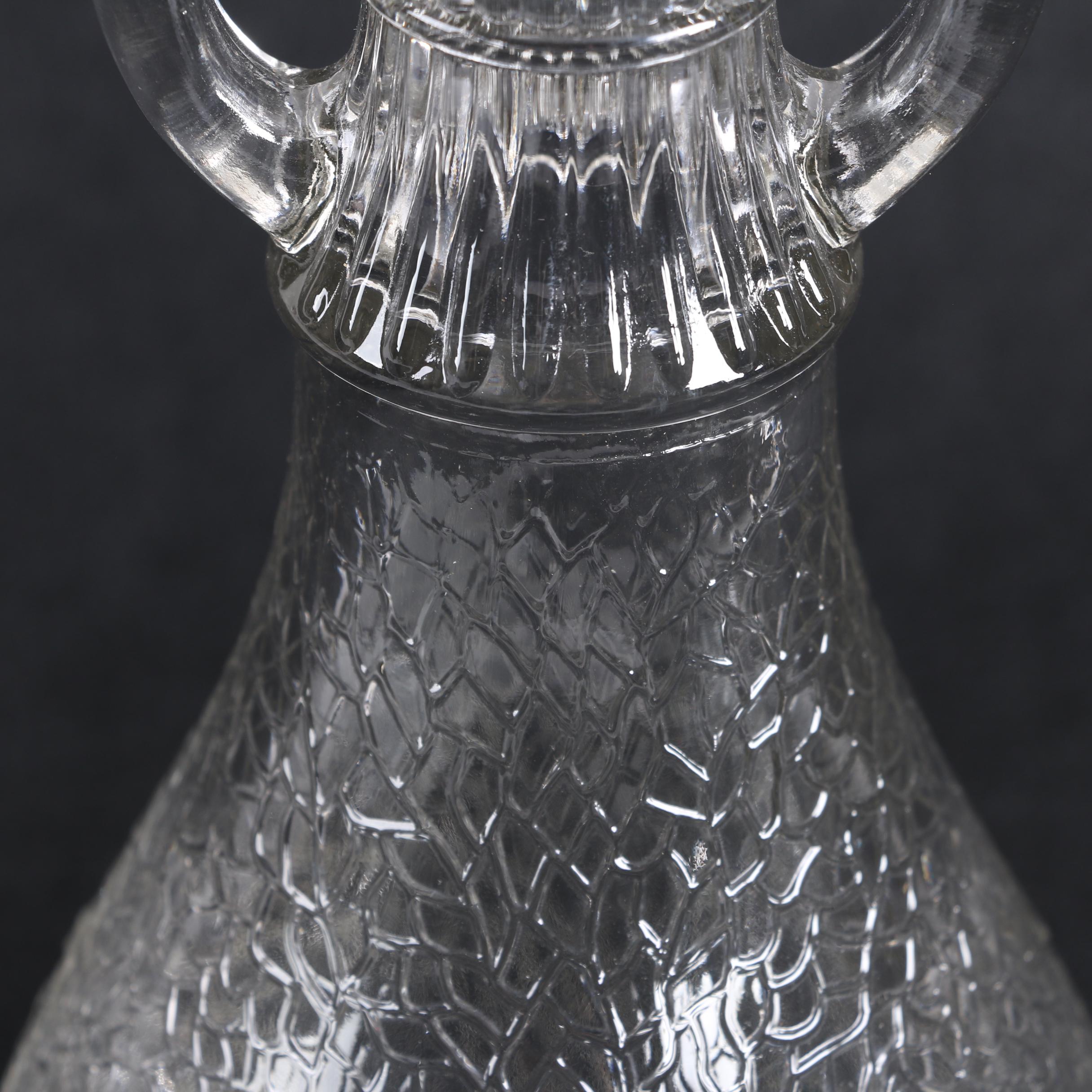 White House Vinegar Pressed Glass Cruet Bottle with Other Glassware