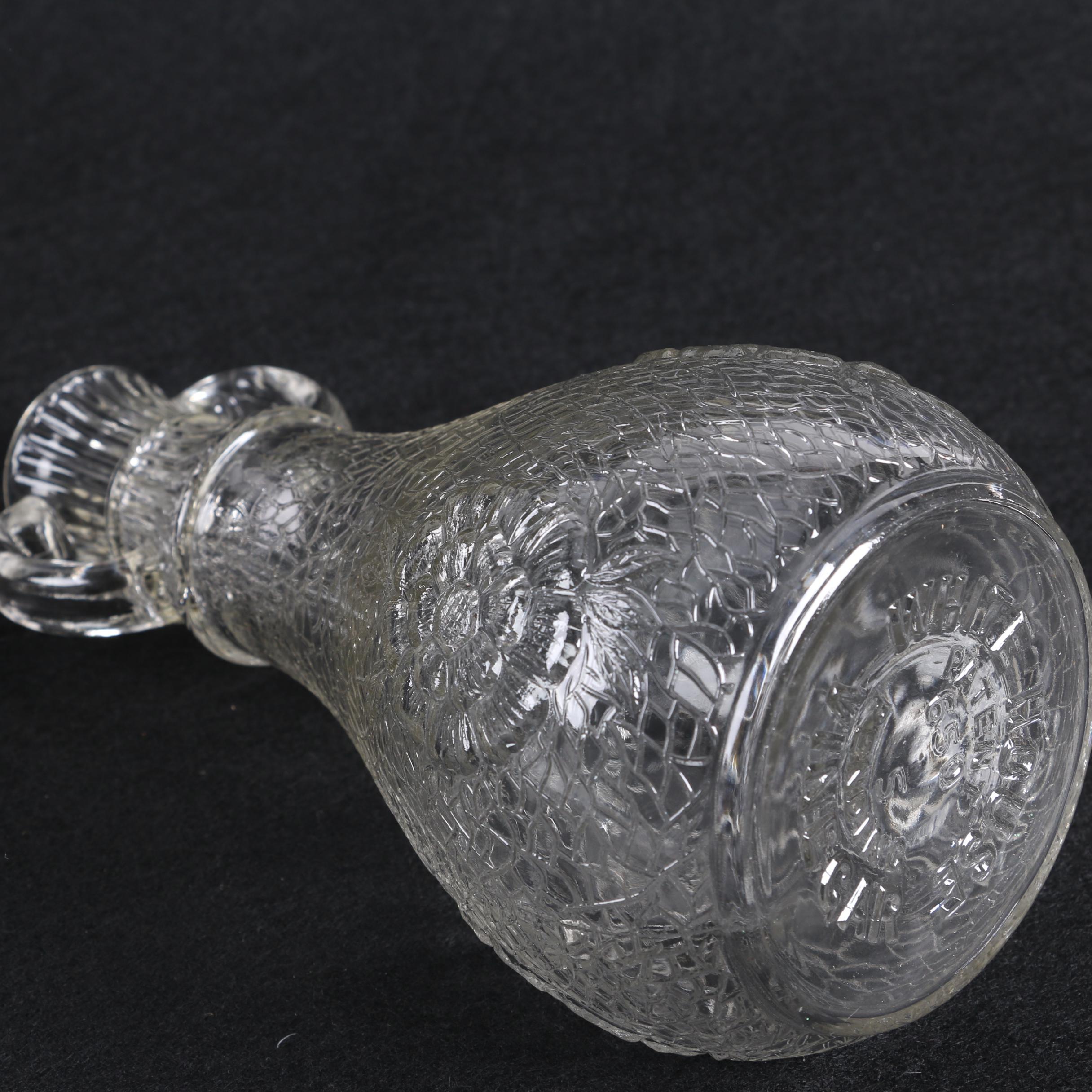 White House Vinegar Pressed Glass Cruet Bottle with Other Glassware