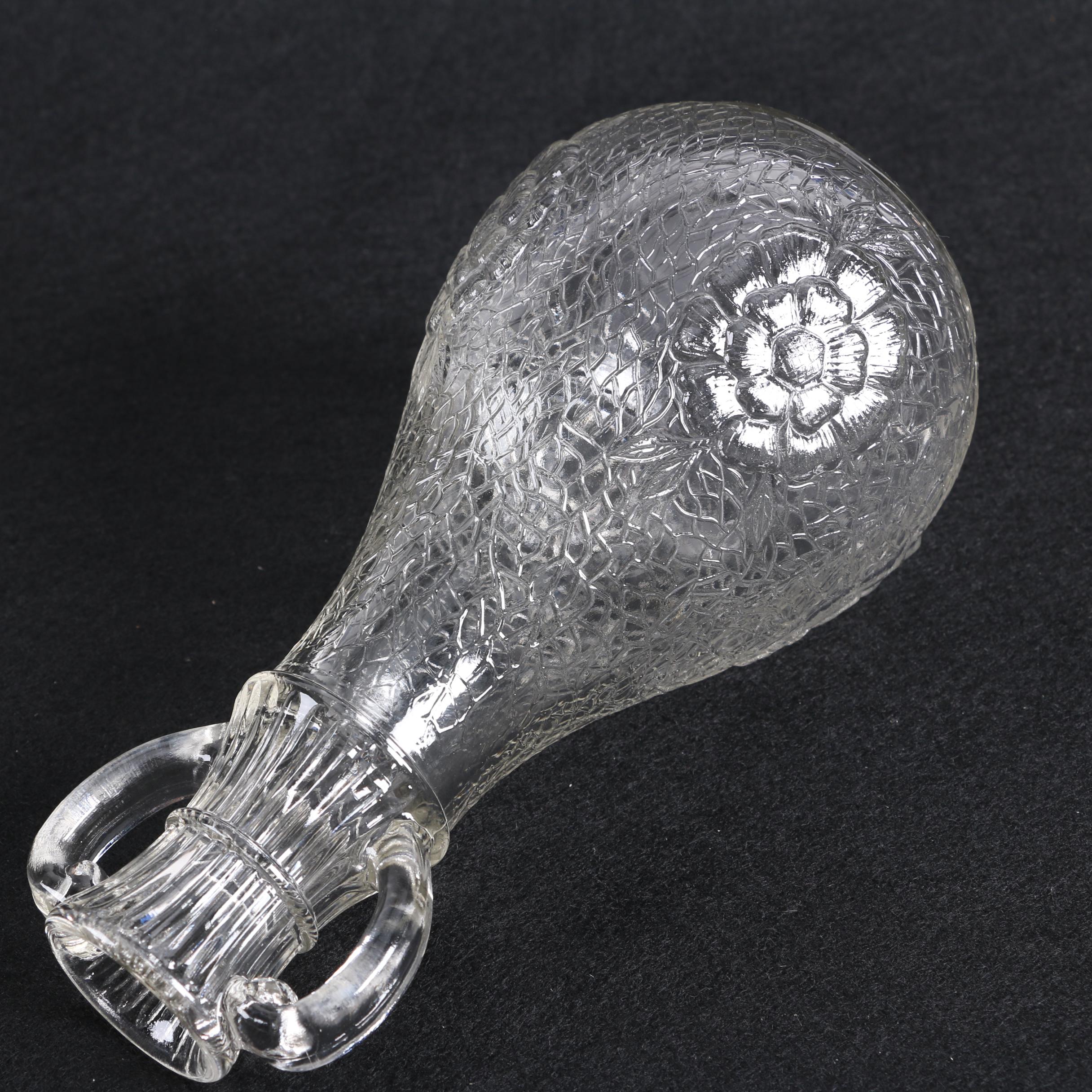 White House Vinegar Pressed Glass Cruet Bottle with Other Glassware