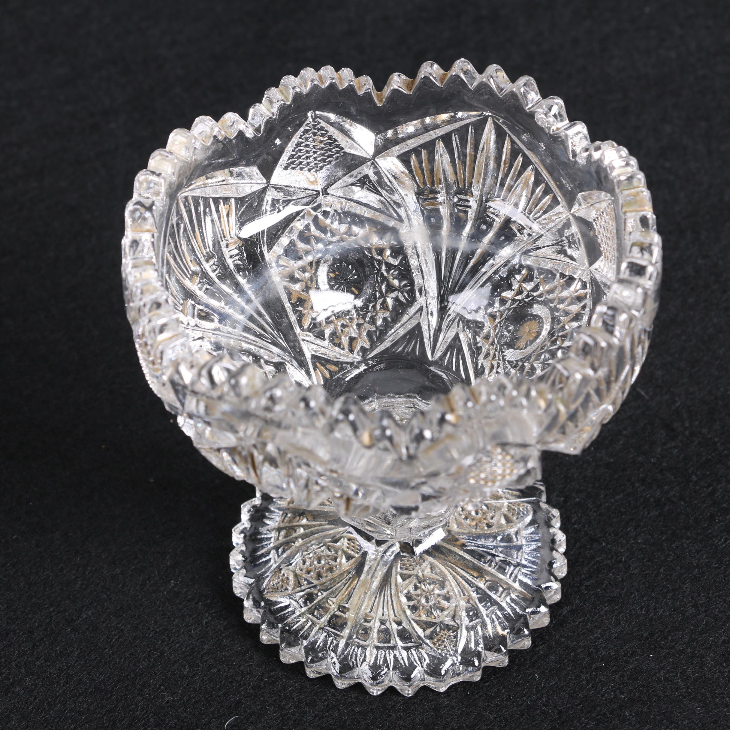 White House Vinegar Pressed Glass Cruet Bottle with Other Glassware