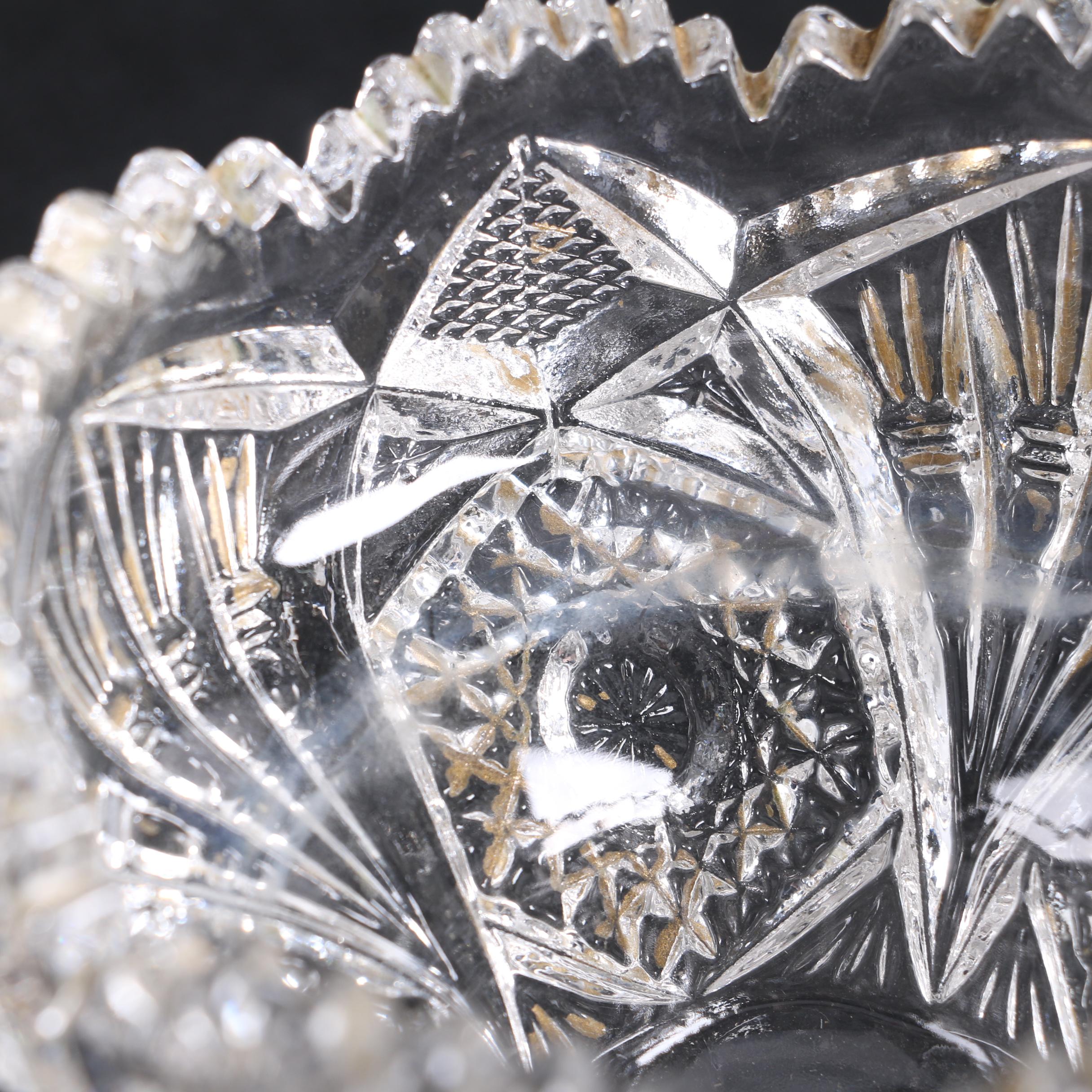 White House Vinegar Pressed Glass Cruet Bottle with Other Glassware