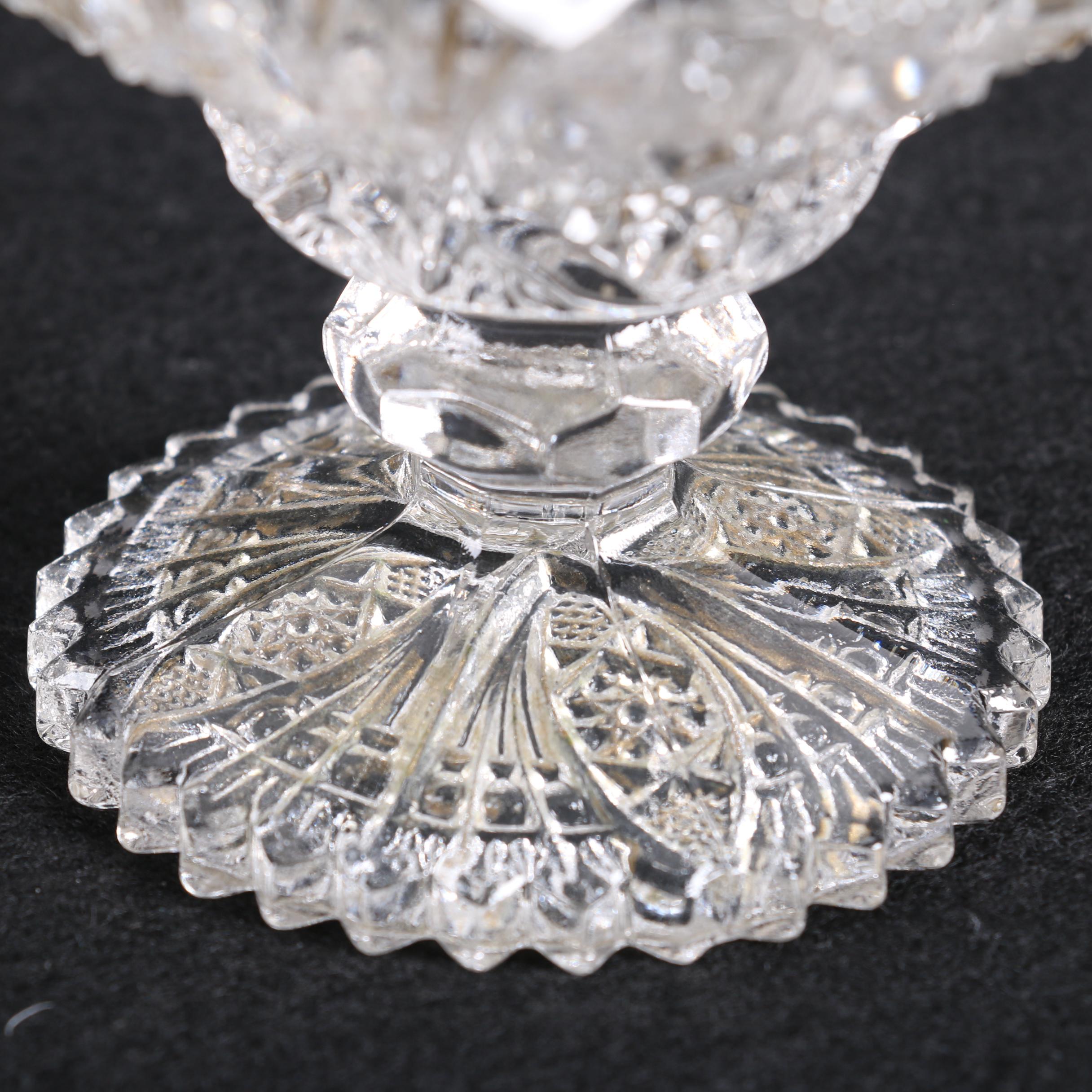 White House Vinegar Pressed Glass Cruet Bottle with Other Glassware