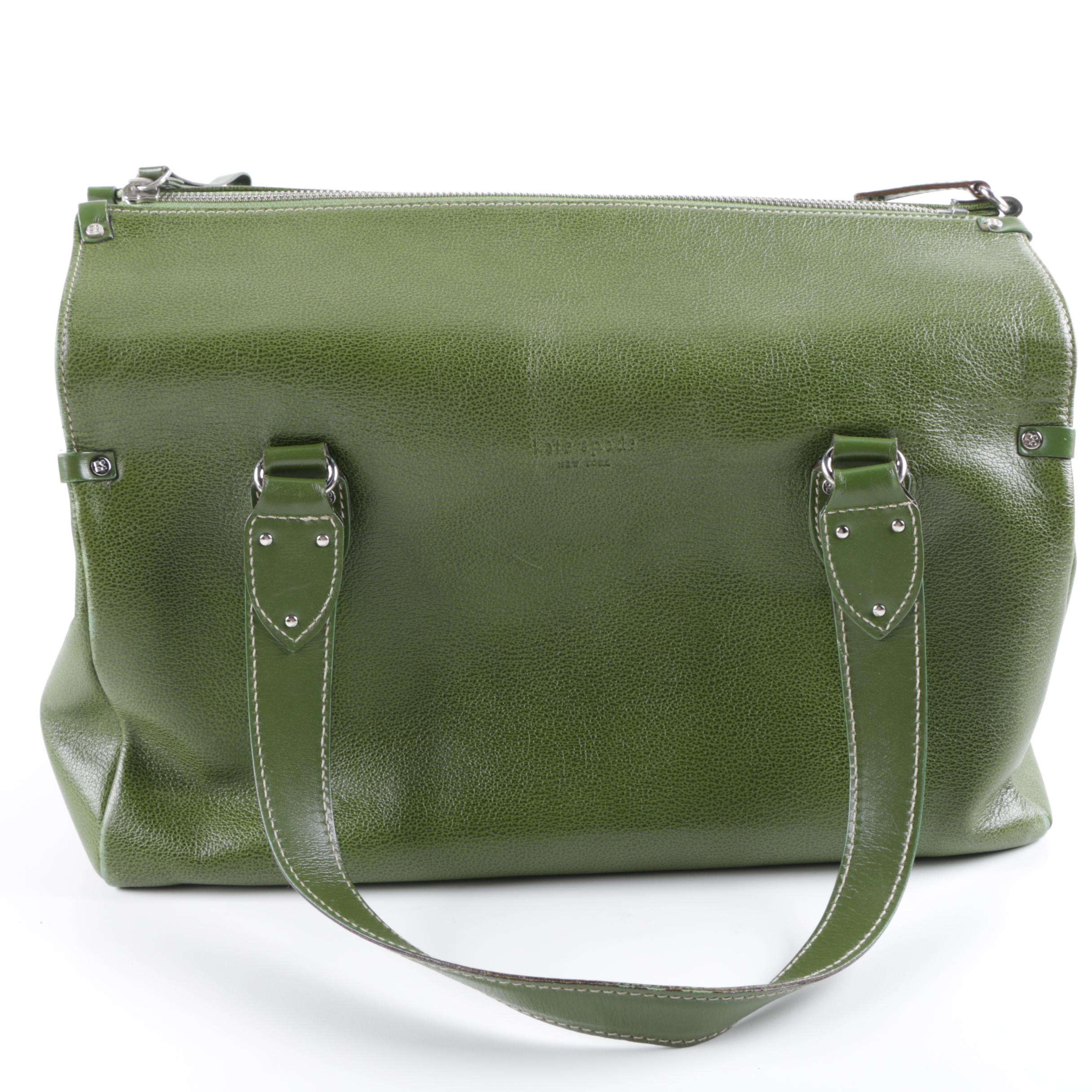 Vintage Kate Spade New York Olive Green Leather Doctor Bag