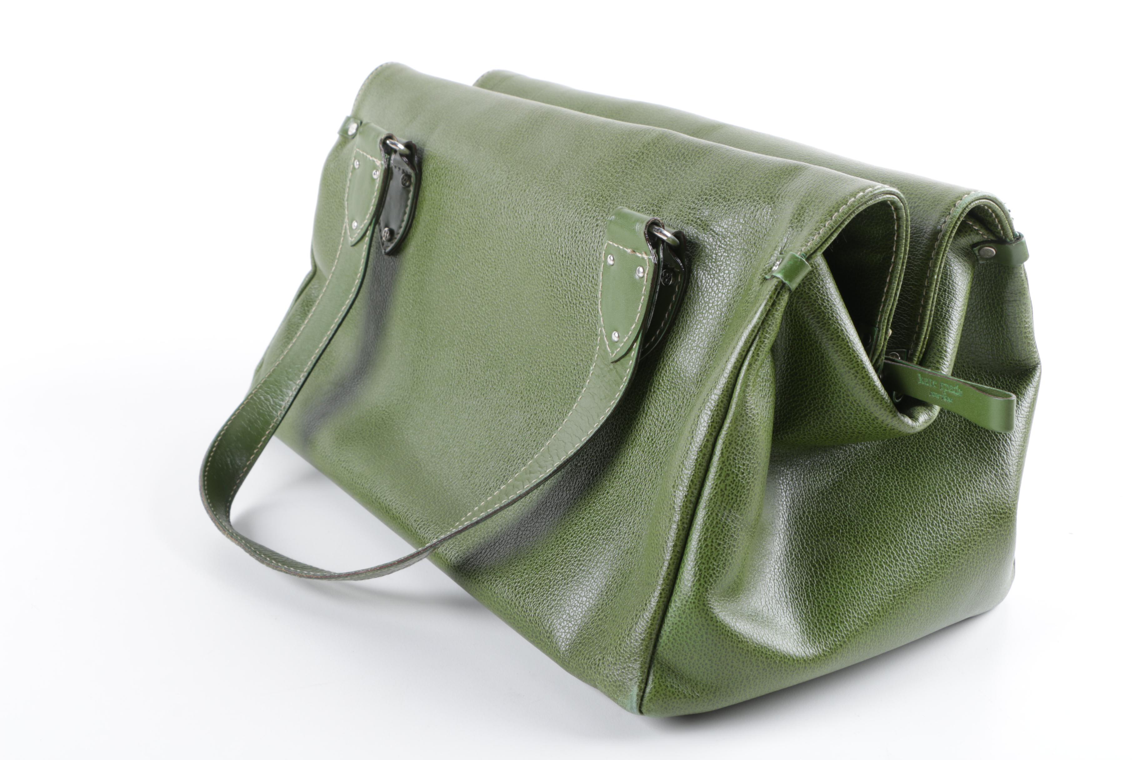 Vintage Kate Spade New York Olive Green Leather Doctor Bag