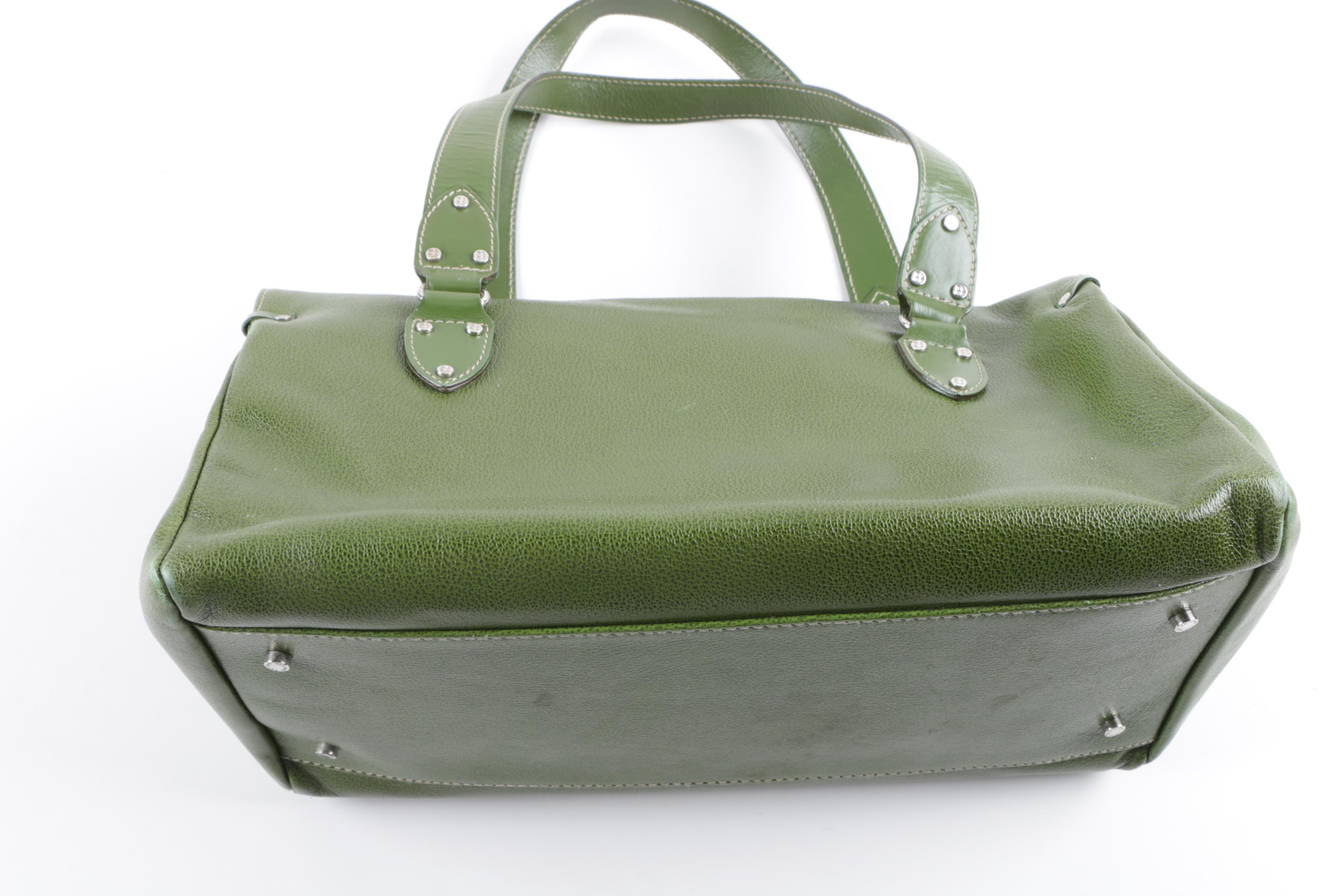 Vintage Kate Spade New York Olive Green Leather Doctor Bag