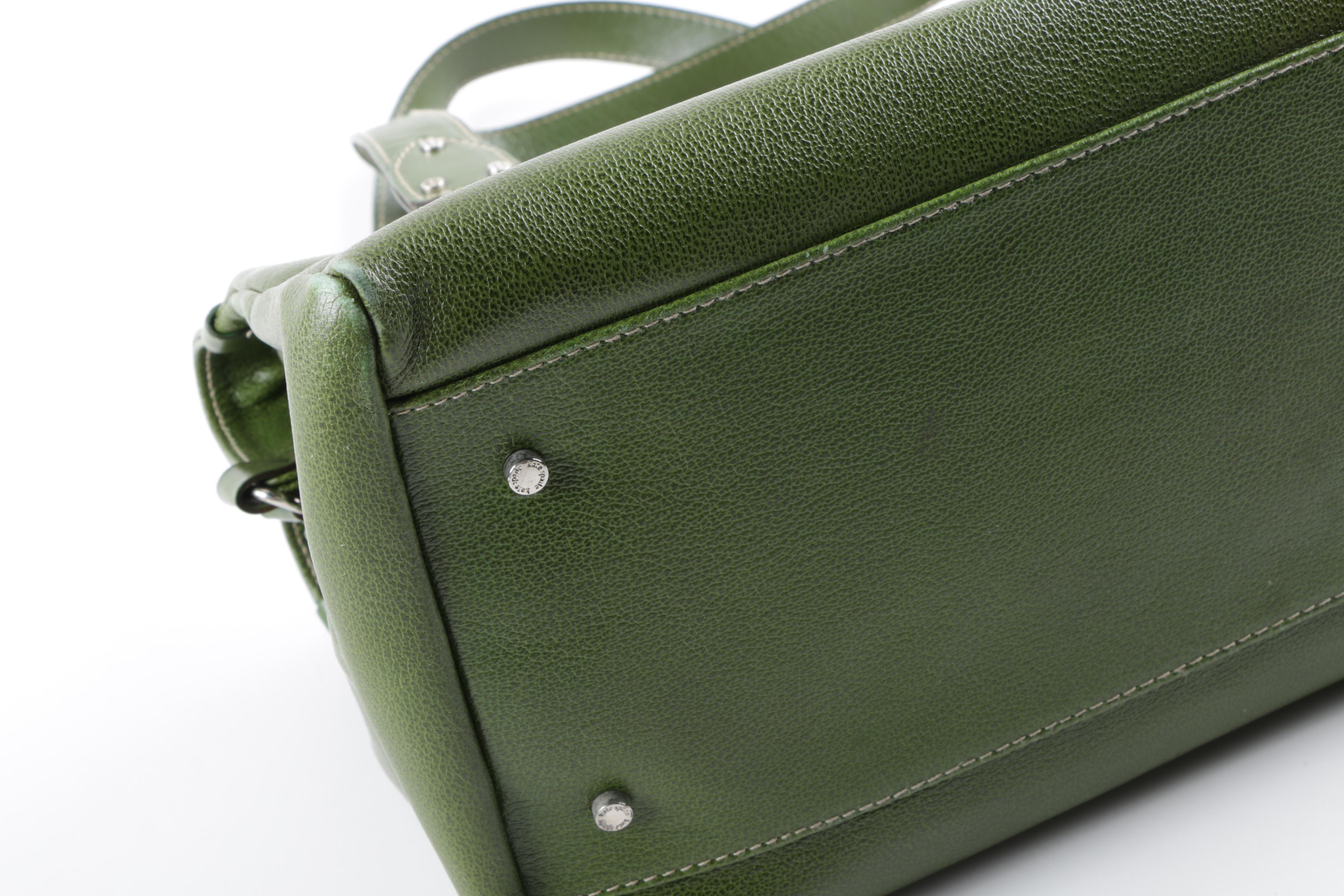 Vintage Kate Spade New York Olive Green Leather Doctor Bag